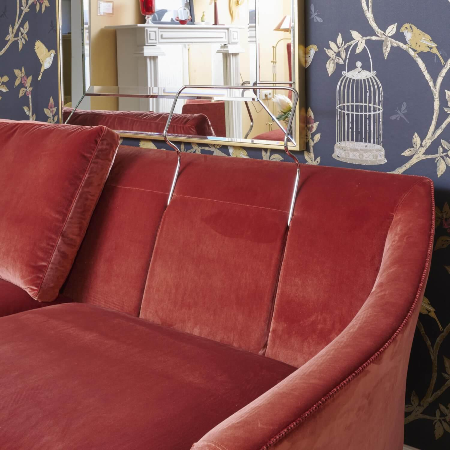 Bielefelder Werkstätten - Sofa Saloni 135 3001 Stoff City Velvet CA 7832 063 Mit Keder Füßen Schwarz Inklusive Kopfstütze Und Kissen - 14
