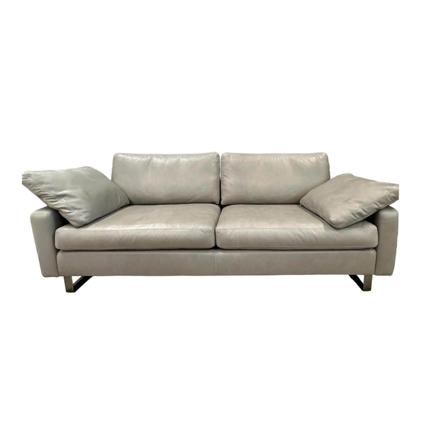 COR - Sofa Conseta Leder Puro 911 Schlamm Grau Braun Metallkufen Schwarzchrom Inklusive 2 Armlehnkissen - 1