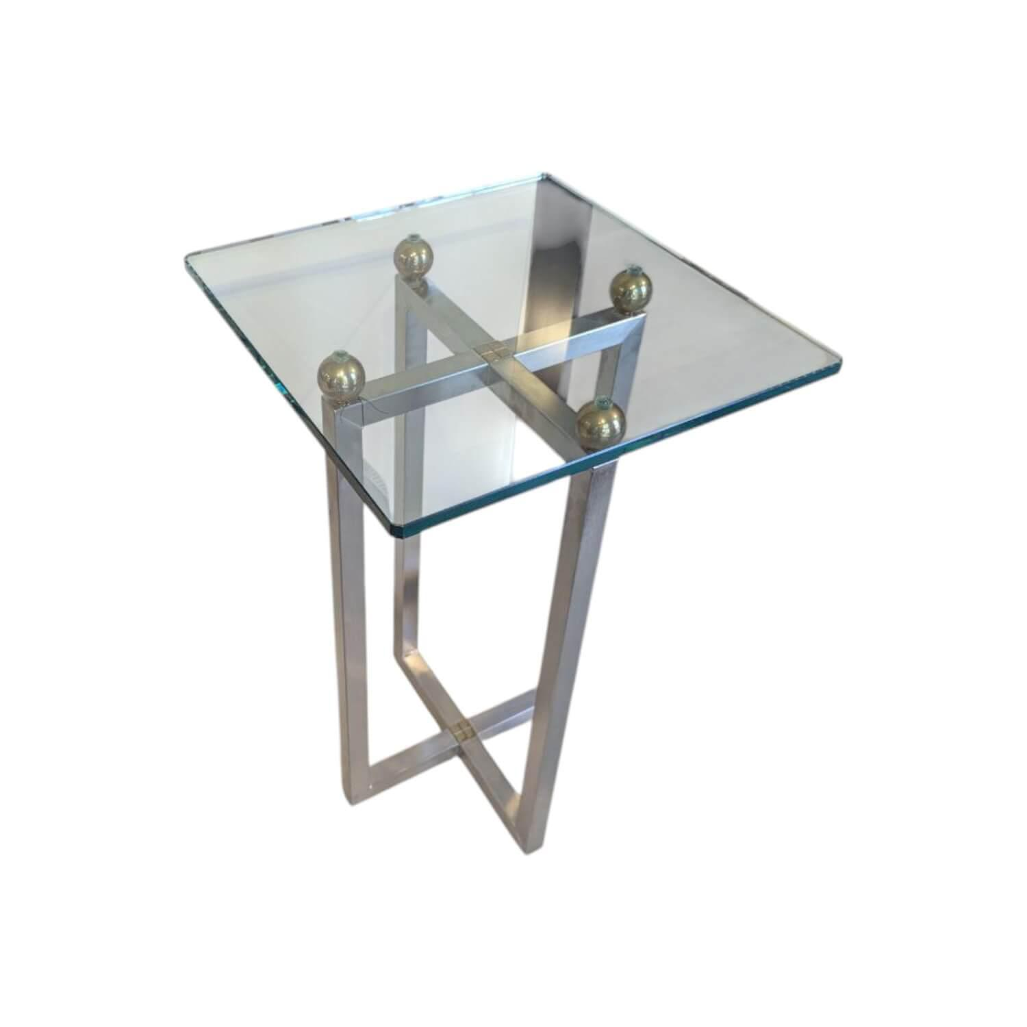 Cassina - Beistelltisch Platte Klarglas Gestell Metall Poliert - 1