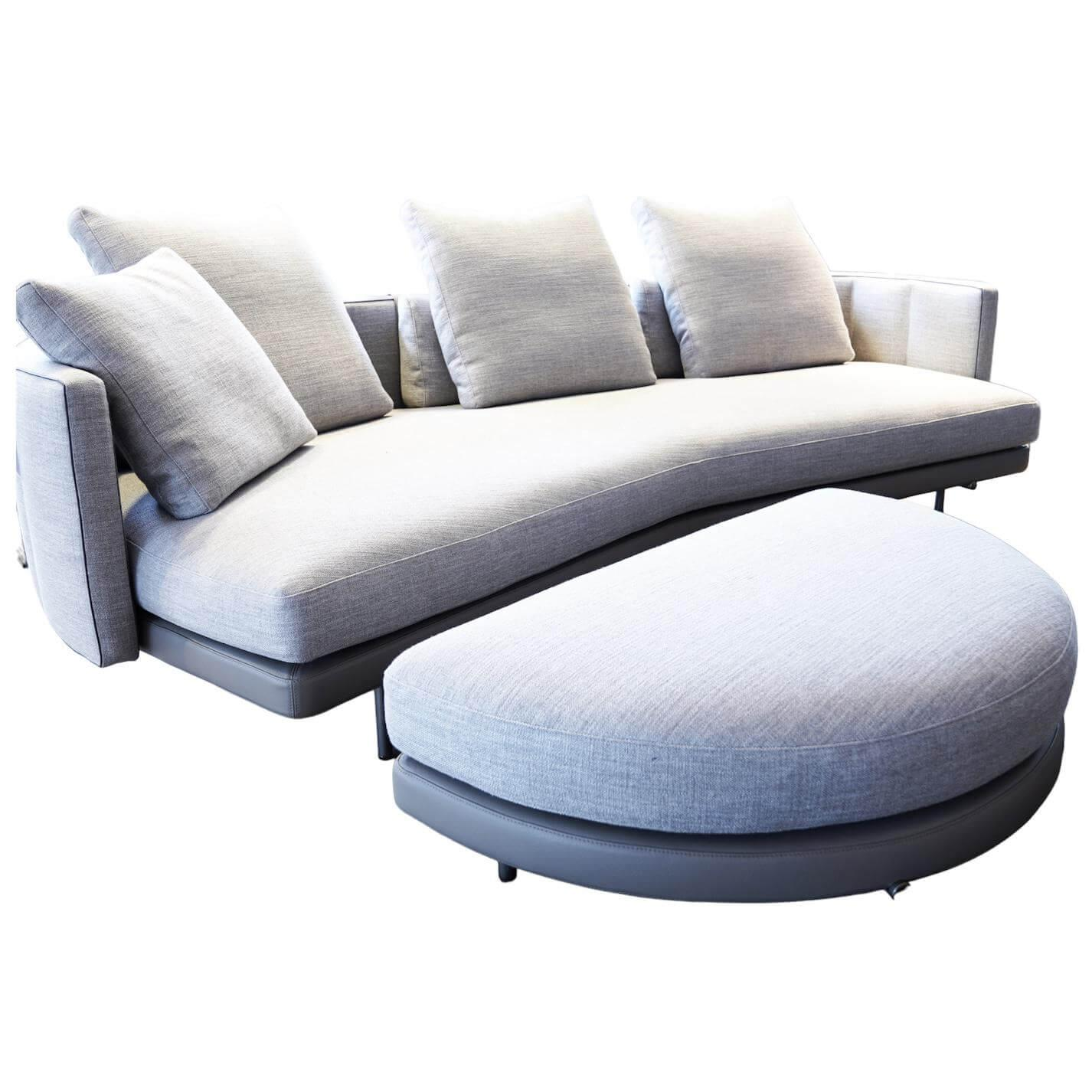 Minotti - Sofa Torii Low Stoff Dry 03 Agento Unterbau Leder Aspen mit Pouf - 1