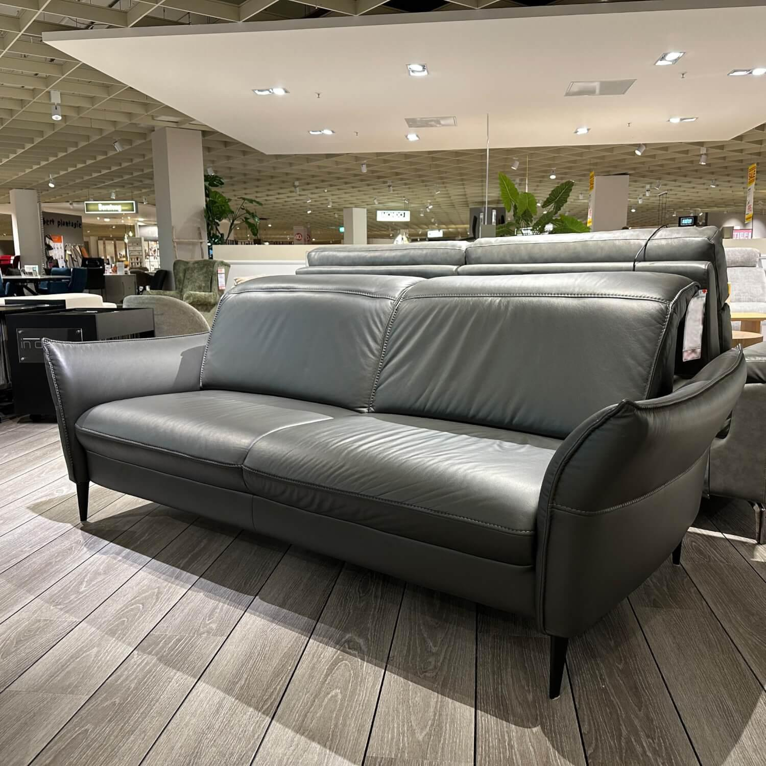 Hukla - Sofa Mondo Mirum Leder Vivre Anthrazit Füße Aluminium Schwarz - 6