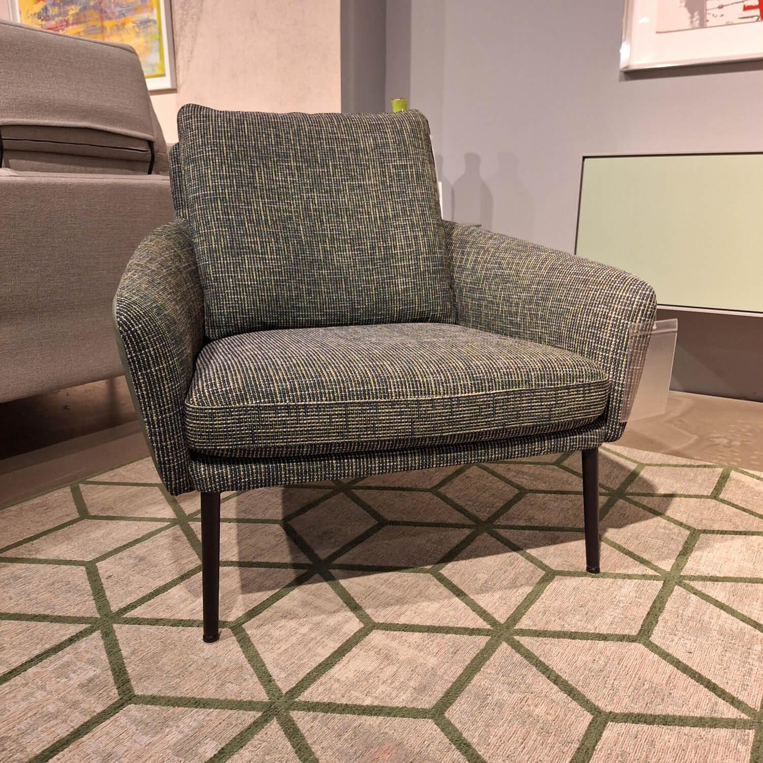 Rolf Benz - Armchair Jon Cover Inside Seat 20 402 Reed green Green Back Leather 34 517 Green gray Single base Steel Traffic black - 3