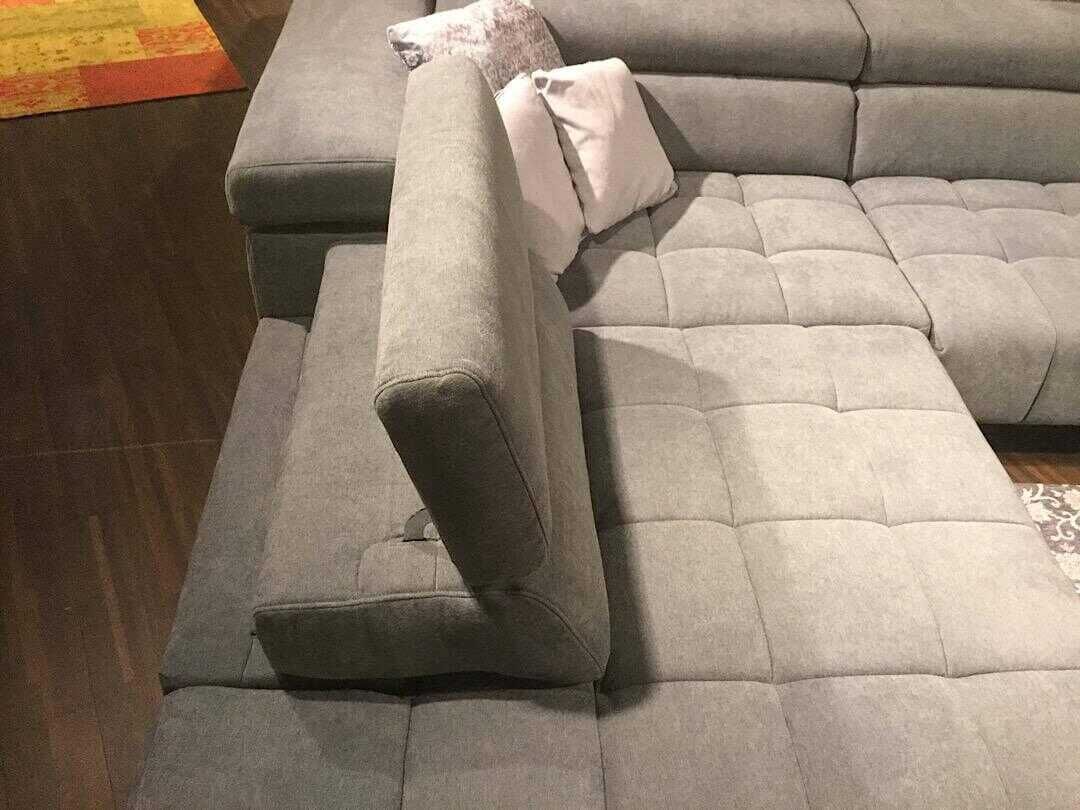 Megapol - Ecksofa Mission S Stoff Grau mit Hocker - 3