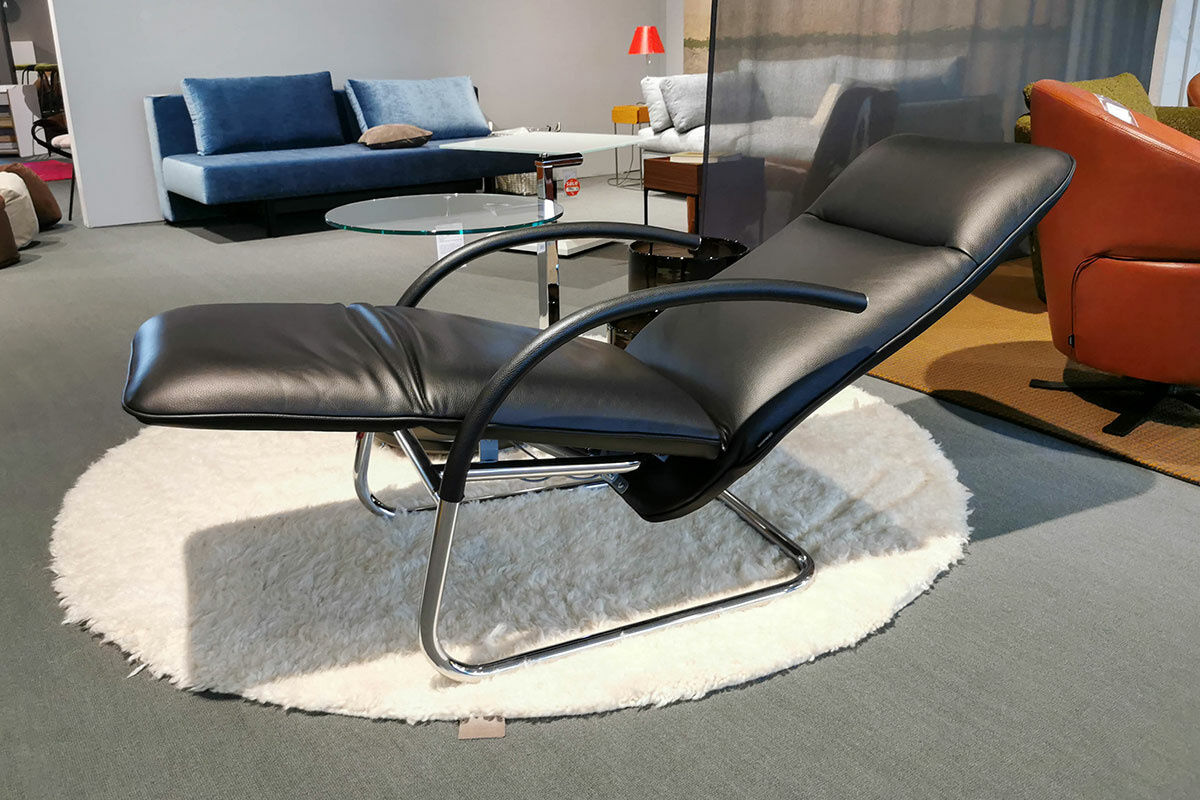 Franz Fertig - Relaxsessel Fino Leder 6405 Nero Schwarz Gestell Chrom Glänzend - 4