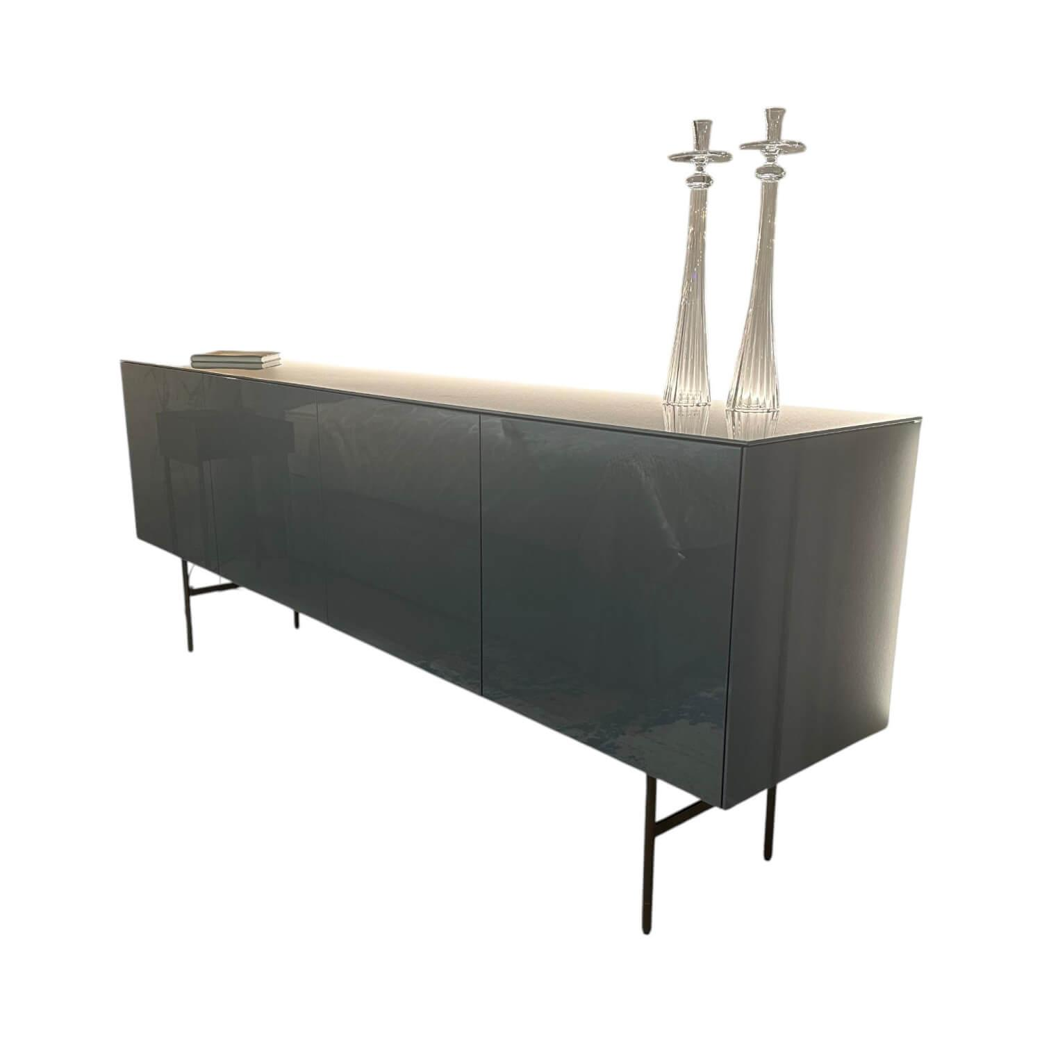 Kettnaker - Sideboard Soma Lack Stahlblau Blau Hochglanz Gestell Dunkel Bronze Braun Inklusive Beleuchtung - 1