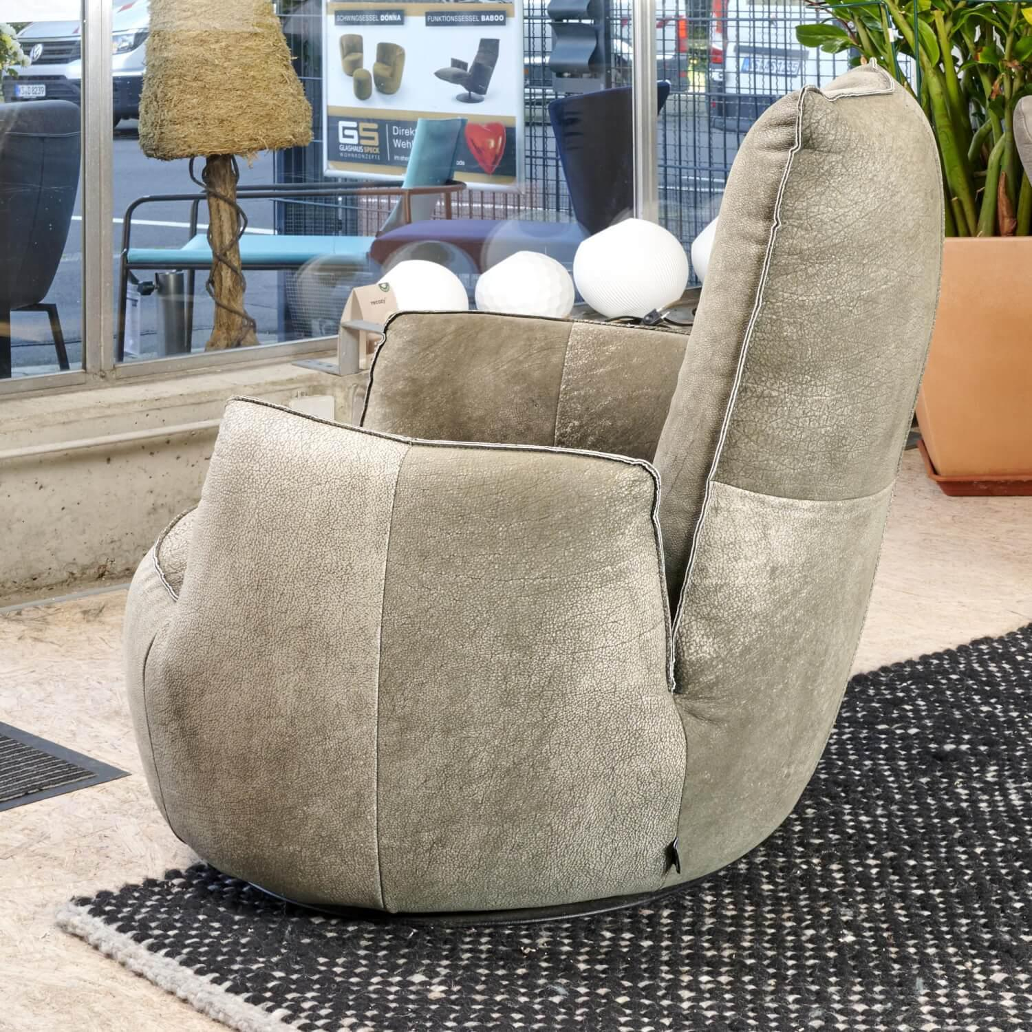 Bullfrog - Sessel Blobb Drehbar Bezug Leder Desperado Elefant 2120/63 Grau Mit Schaukelfunktion Inklusive Hocker - 4
