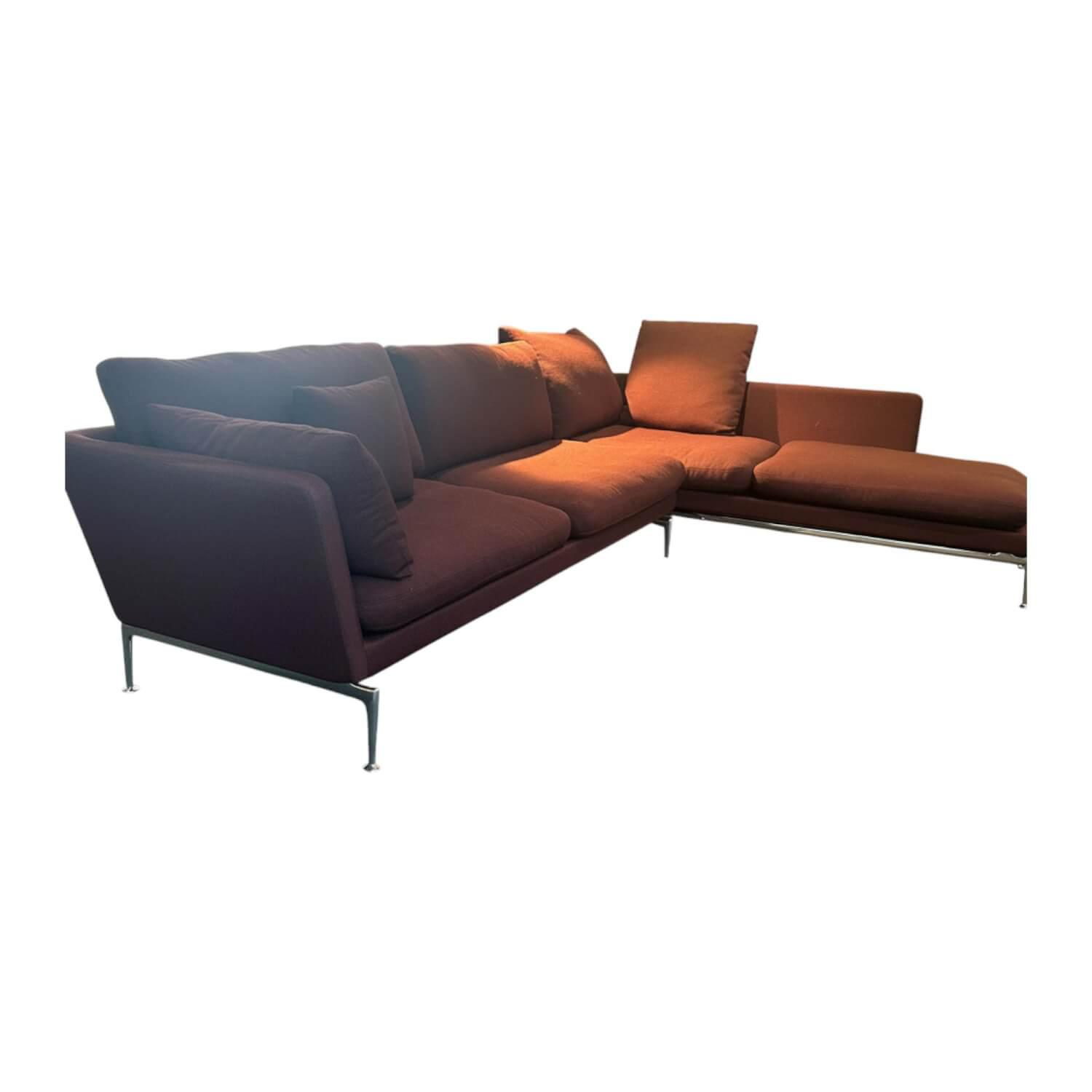 Vitra - Ecksofa Suita Stoff Kvadrat Vidar 0693 Rot Gestell Aluminium Poliert Inklusive Kissen - 1