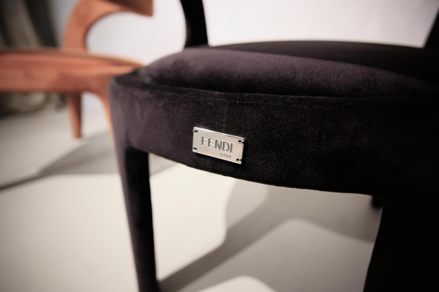 Fendi Casa - Set of 4 Berenice Chair 2 Fabric A073 Black 2 Fabric A045 Paprika - 7