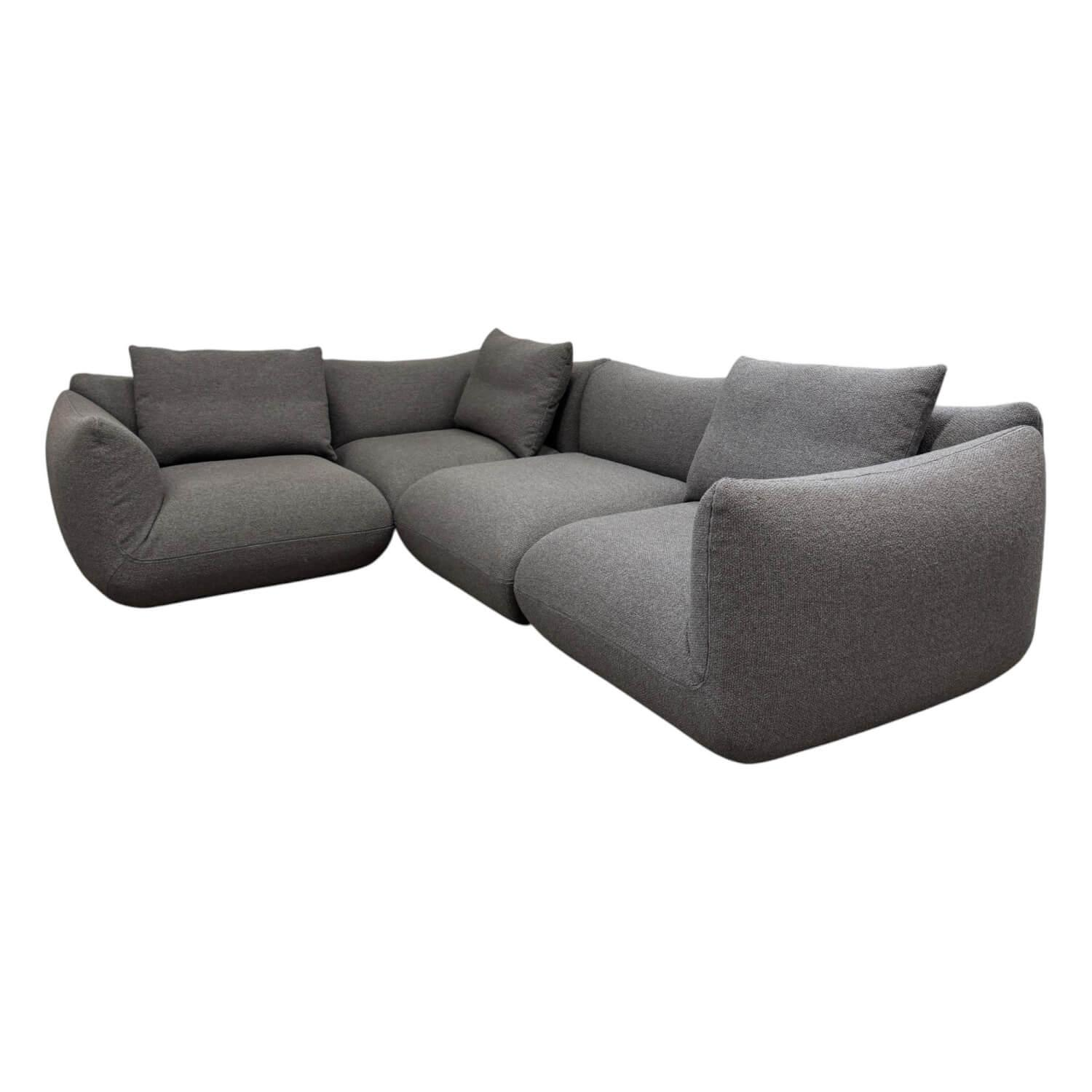 COR - Ecksofa Jalis 21 Stoff 8211 Warmgrau Grau Nahtband 5091 Mittelgrau Inklusive Kissen - 1