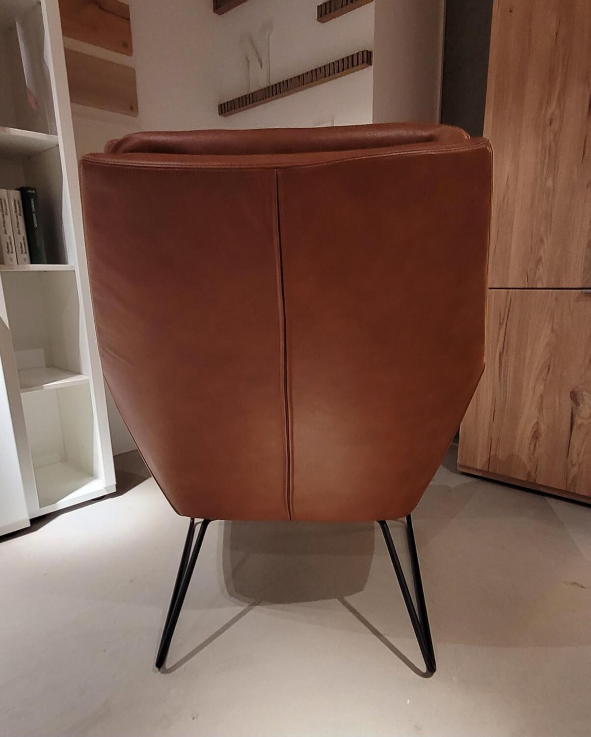 Nolte - Sessel Elba Leder 25 Brandy Braun Füße Schwarz - 3