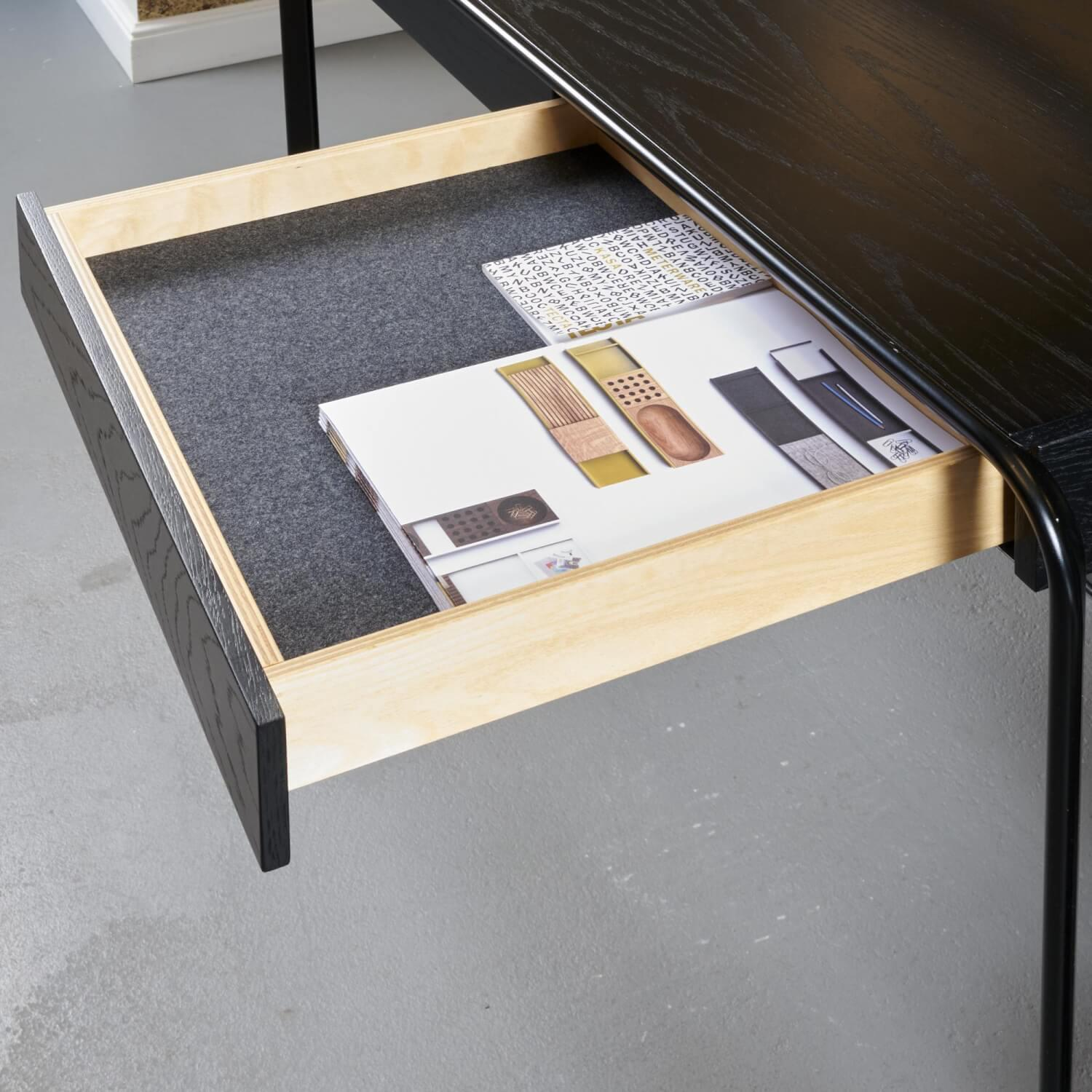 Tecta - Schreibtisch Oblique Eiche Furniert Schwarz Mit 2 Schubladen - 8