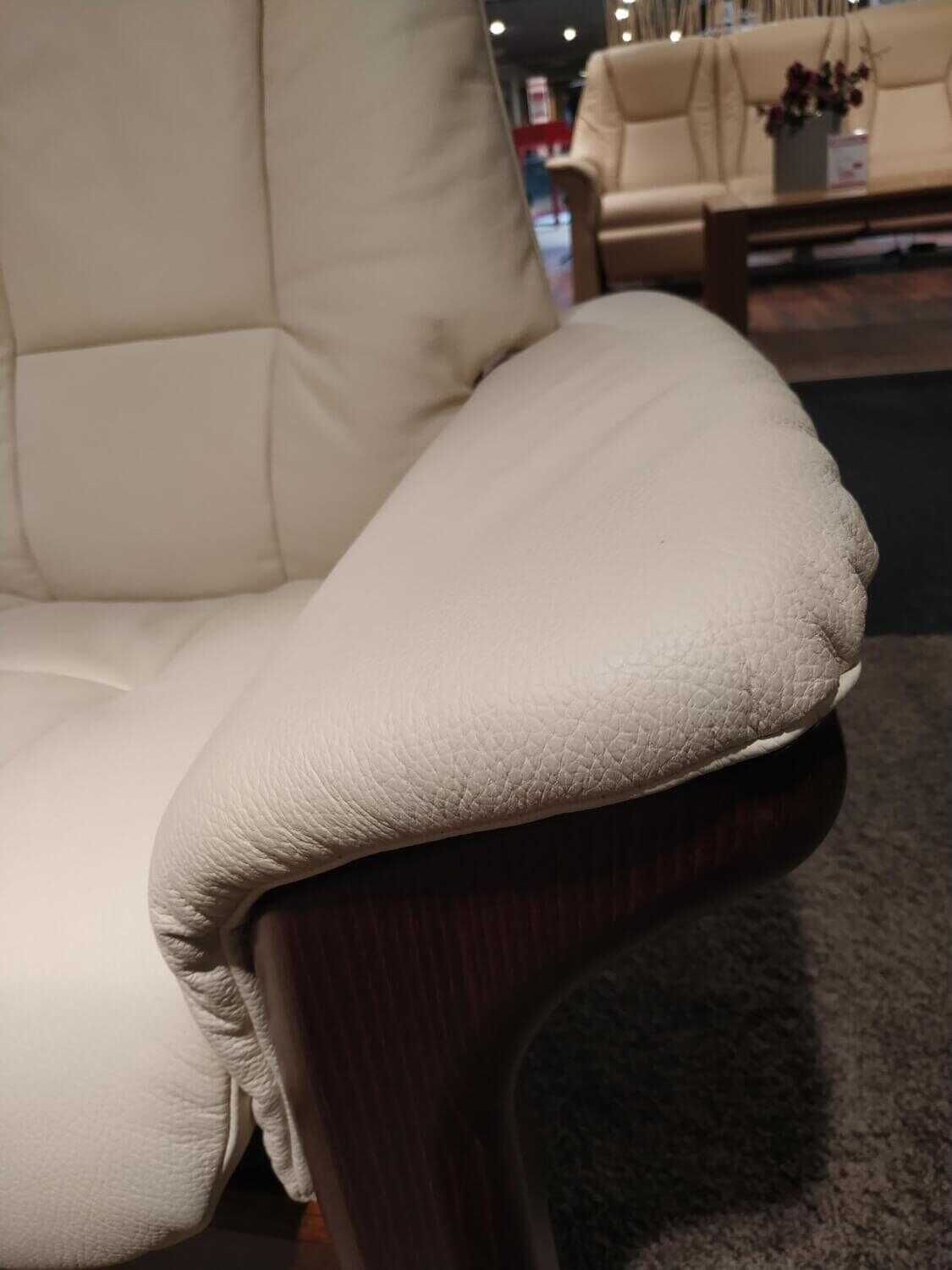 Sofa Windsor Niedrig 3-Sitzer Classic Vanilla Holz Buche Braun Gebeizt