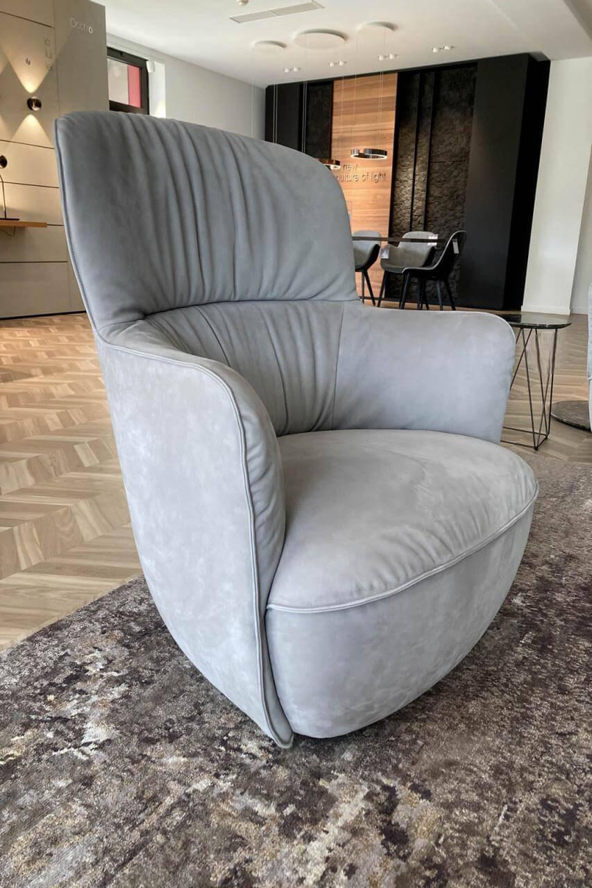 Walter Knoll - Sessel Ishino Leder Velvet Chia 1480 Grau Drehteller Schwarz Matt Pulverbeschichtet - 2