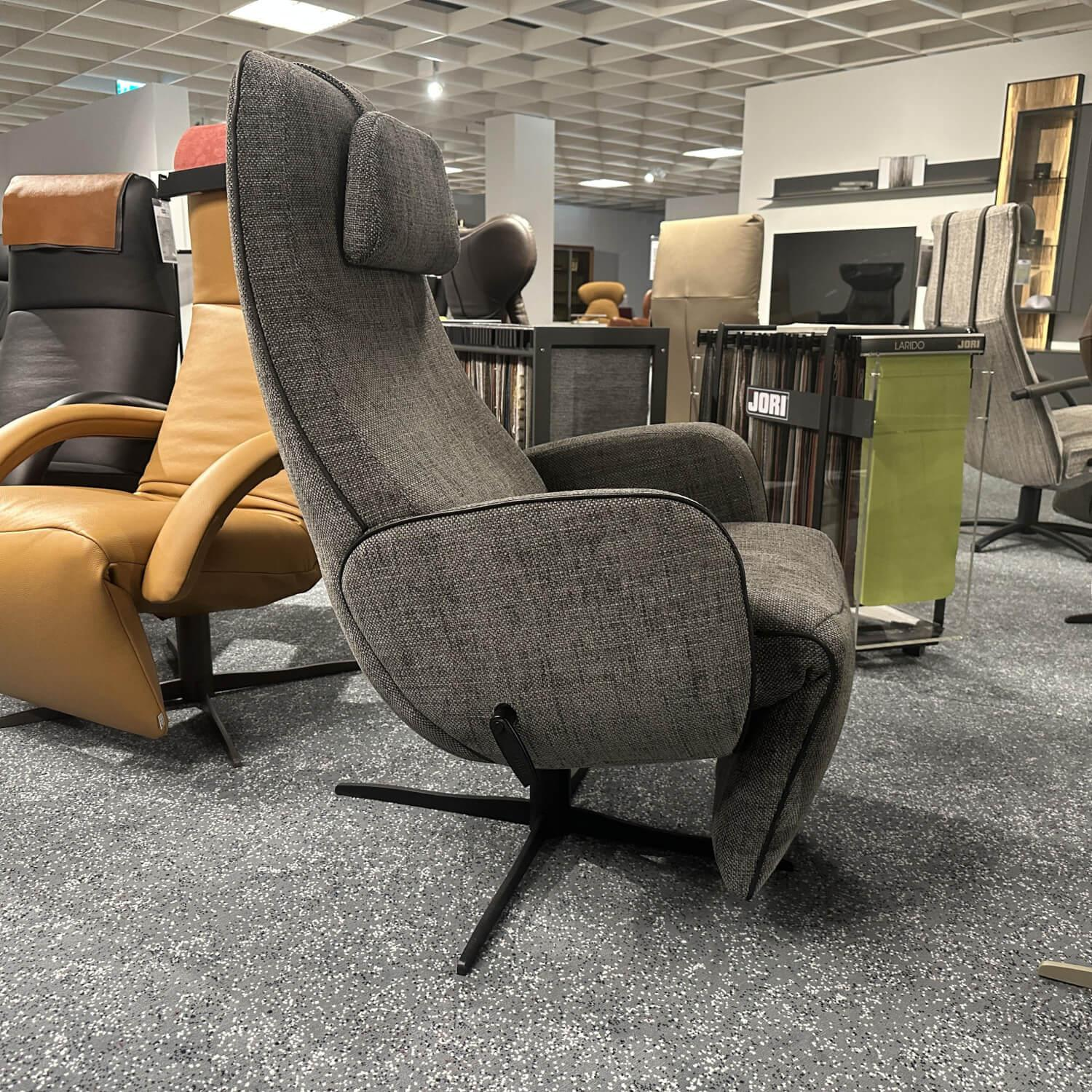 Jori - Relaxsessel Cosy Ghost JR 7790 Stoff Giada C096 3 Blau Grau Meliert 4 Sternfuß Gewellt Matt Schwarz Lackiert - 6