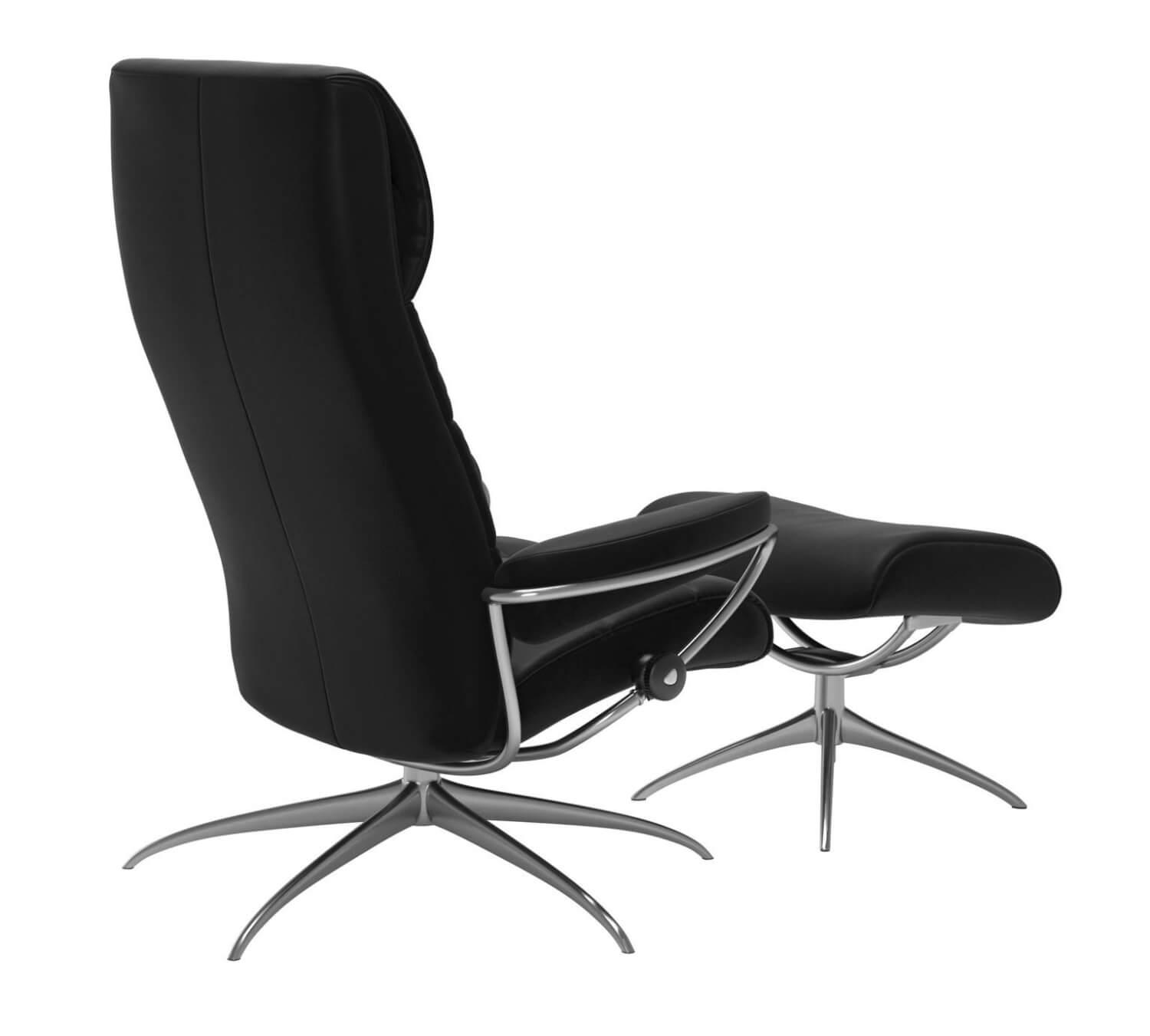 Stressless - Sessel London M Hohe Rückenlehne Leder Paloma 094 19 Schwarz Base Star Alu Mit Balance Adapt Und Hocker - 3