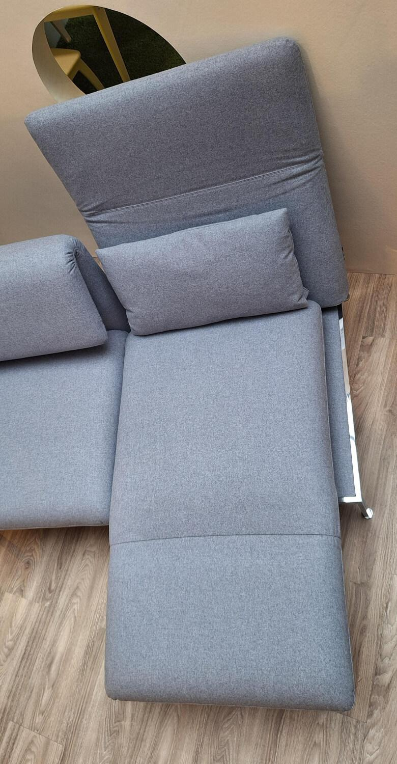 Brühl - Sofa Roro Medium Zweisitzer Stoff 4476/60 Hellblau Grau Füße Chrom - 11