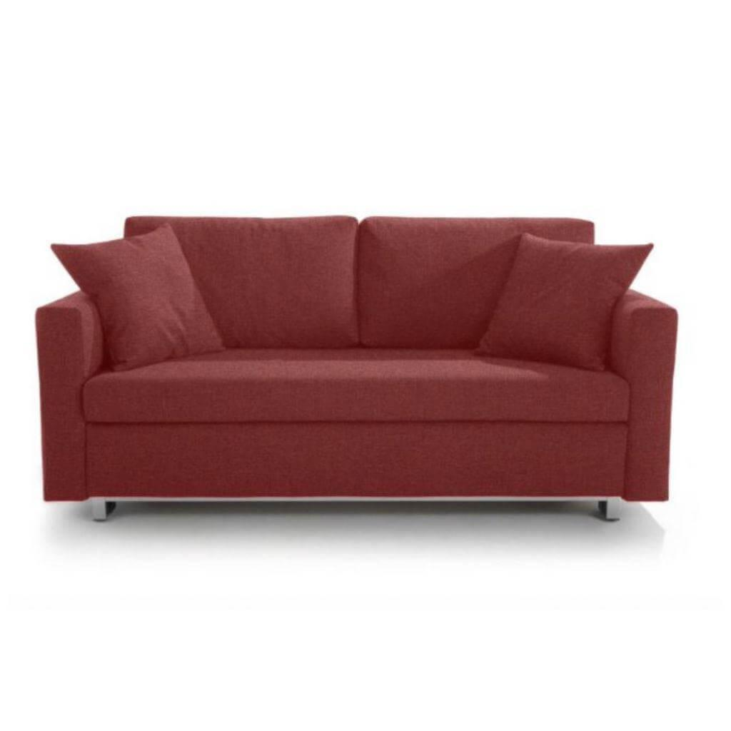 Signet - Schlafsofa Nick 160 Stoff Rocco Marsala Rot Gestell Massives Buchenholz Füße Chrombügel Mit Abklappbaren Armlehnen - 1
