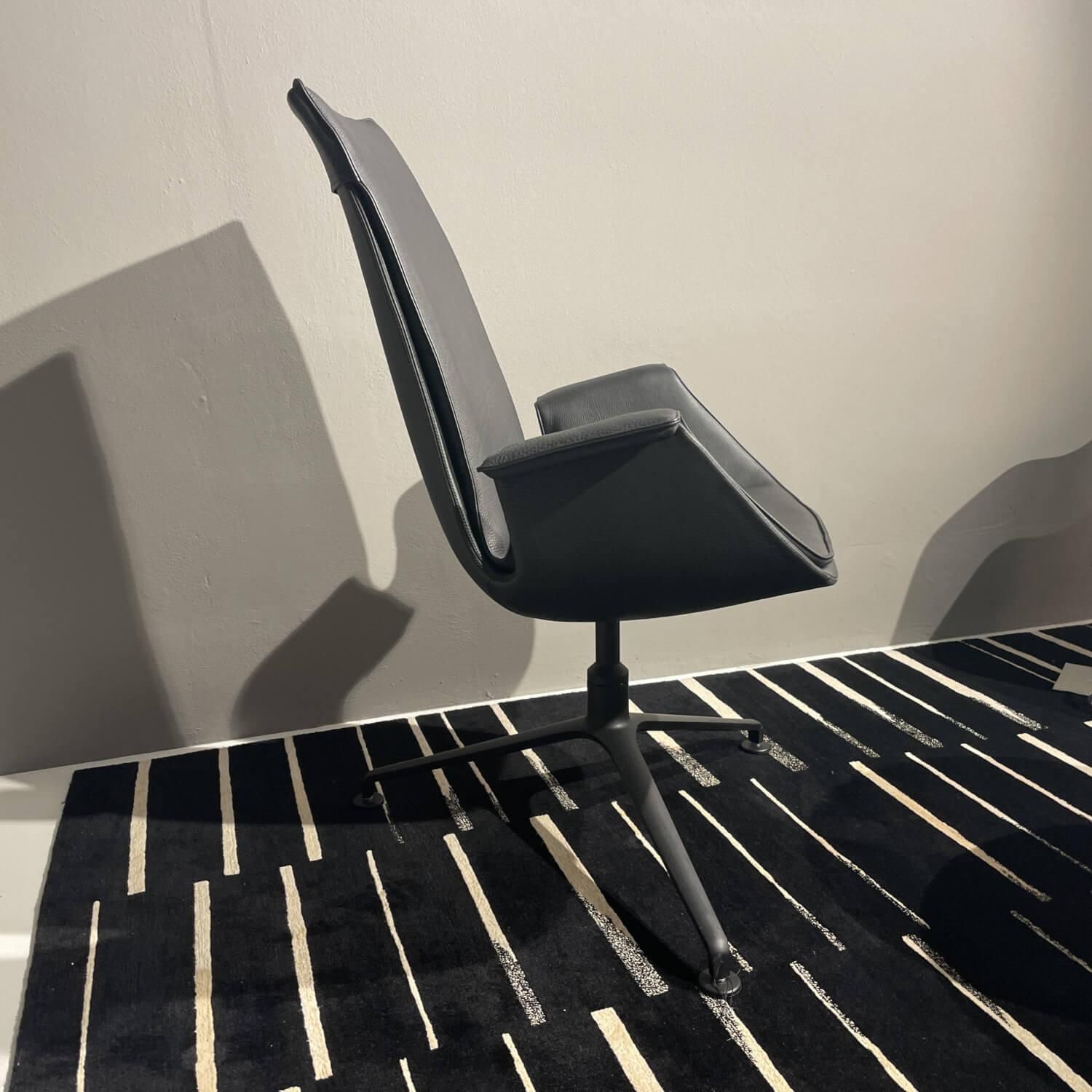 Walter Knoll - FK Schalensessel Safari Leder Gestell Schwarz Pulver Beschichtet Drehbar 360° - 5