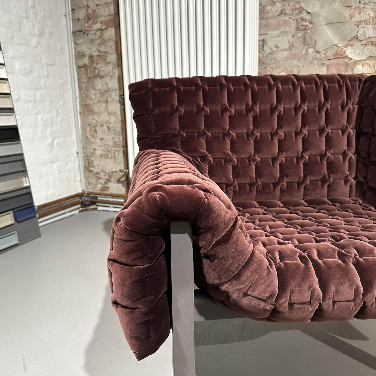 Ligne Roset - Sessel Ruché Stoff Harald 3 Chocolate 382 Braun Gestell Buche Massiv Anthrazit Gebeizt Inklusive Hocker - 3