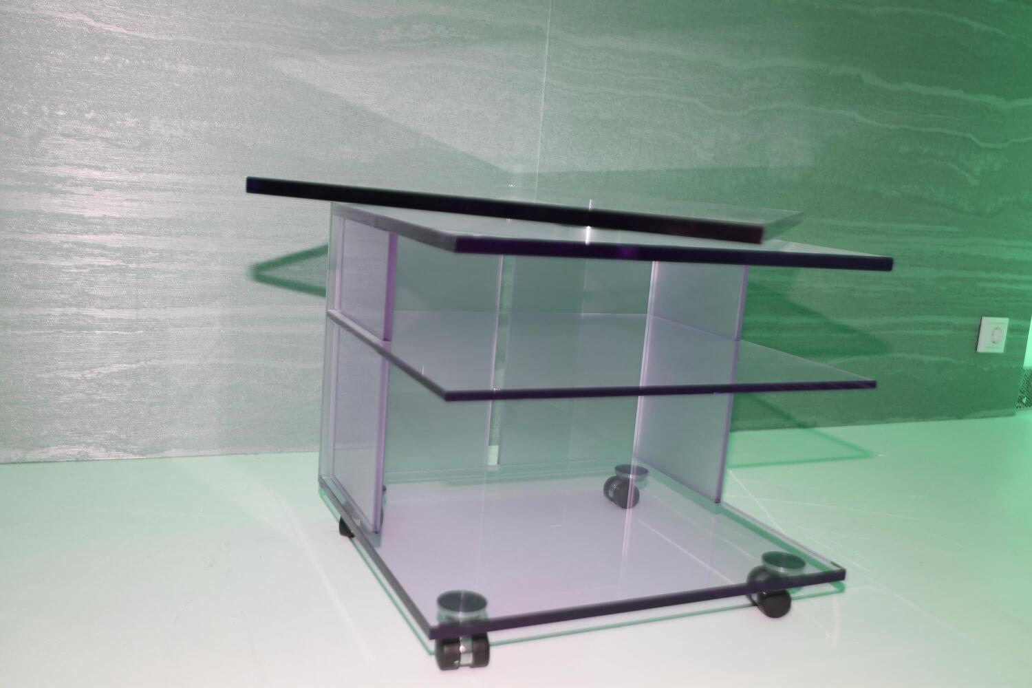 Dreieck - TV-Video-Rack Diogenes Inklusive Drehplatte Floatglas Optiwhite Klar - 5