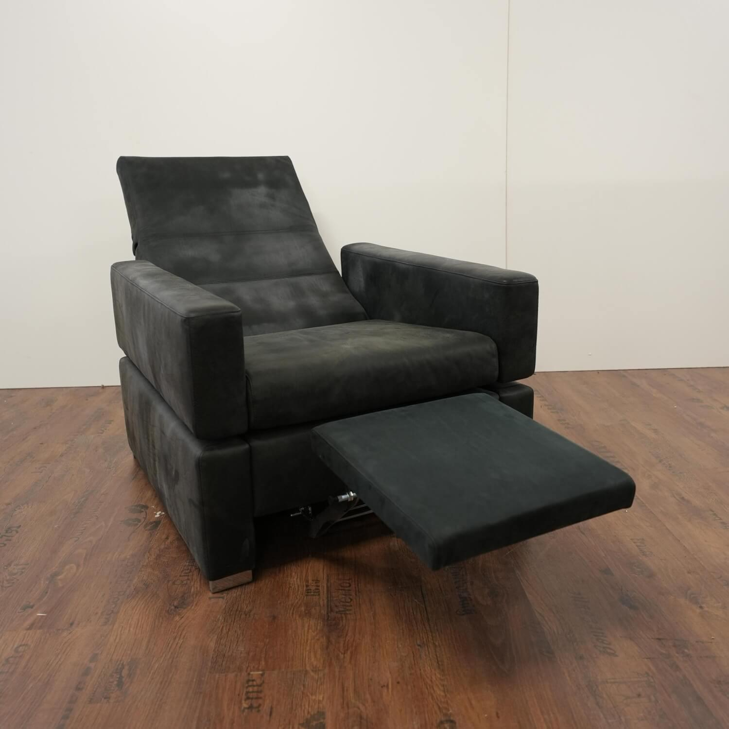 Sessel Tomo Leder Glove 5625 10 Grau Füße Metall Verchromt Mit Fußstütze