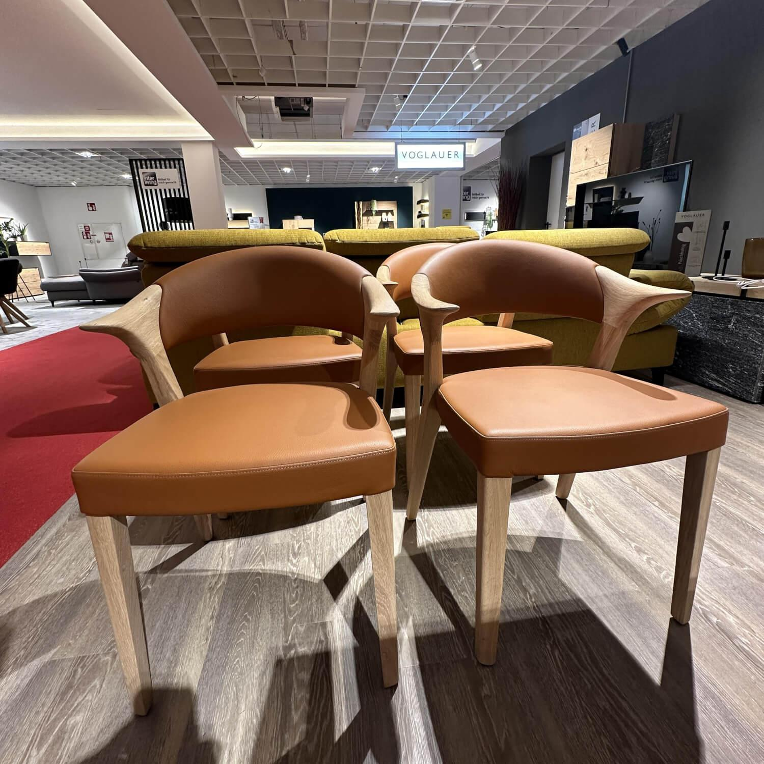 Voglauer - 4er Set Stuhl SAGP77 Vmontanara Leder Cognac Braun Gestell Wildeiche Geölt - 3