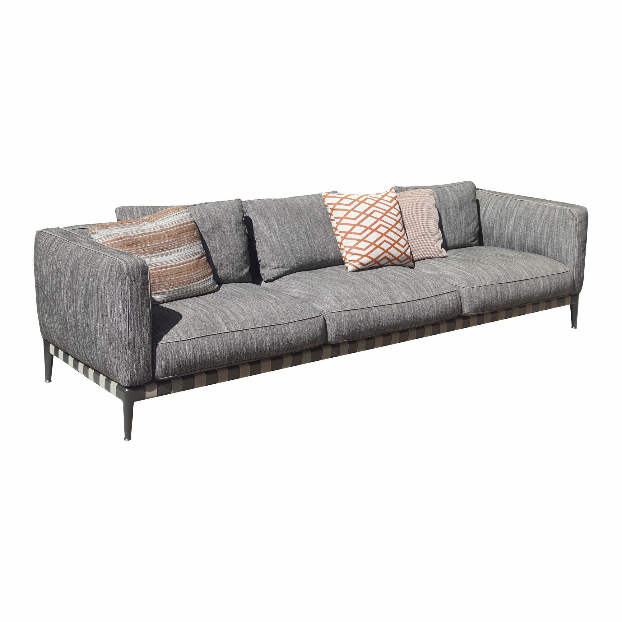 Flexform - Sofa Atlante Outdoor Stoff Bambú A6 Grau Schwarz Gestell Brüniert - 1