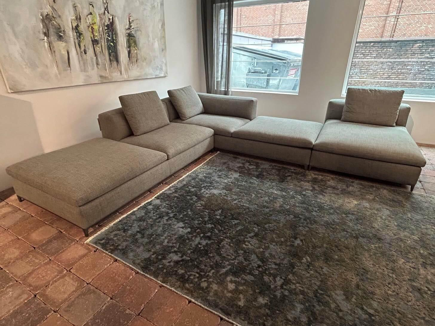 B&B Italia - Ecksofa Michel Club Stoff Super Aramis Stein Beige Füße Bronzefarben - 3