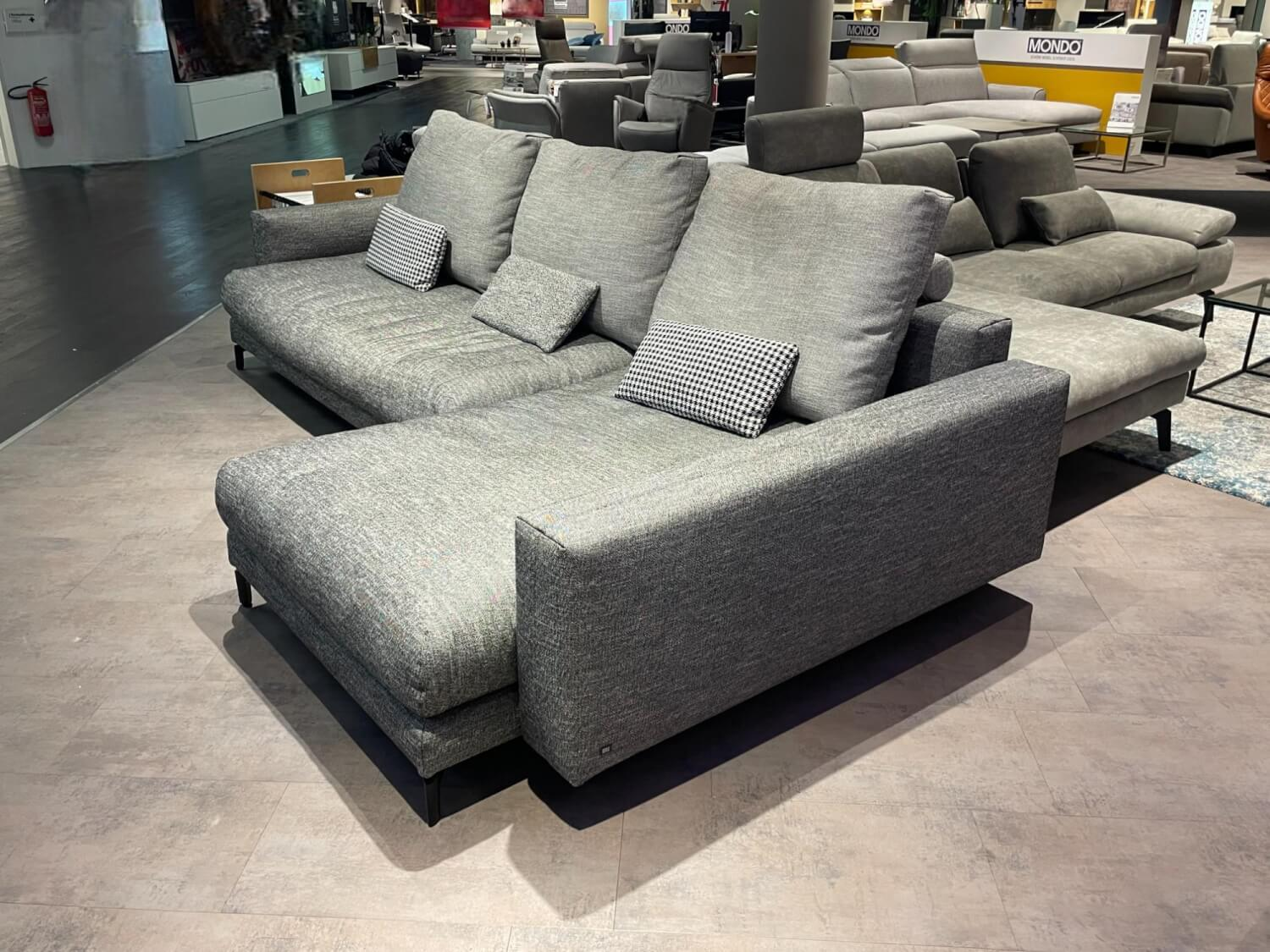 Rolf Benz - Ecksofa Nuvola Stoff 17 100 Dunkel Schwarz Weiß Gemustert Aluminiumgußfuß Lackiert RAL9017 Verkehrsschwarz Schwarz - 4