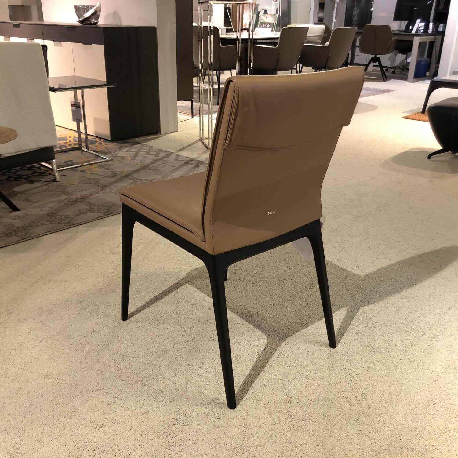 Cattelan Italia - 6er-Set Stuhl Sofia Leder 981 Biscotto Beige Füße Holz Schwarz Lackiert - 10