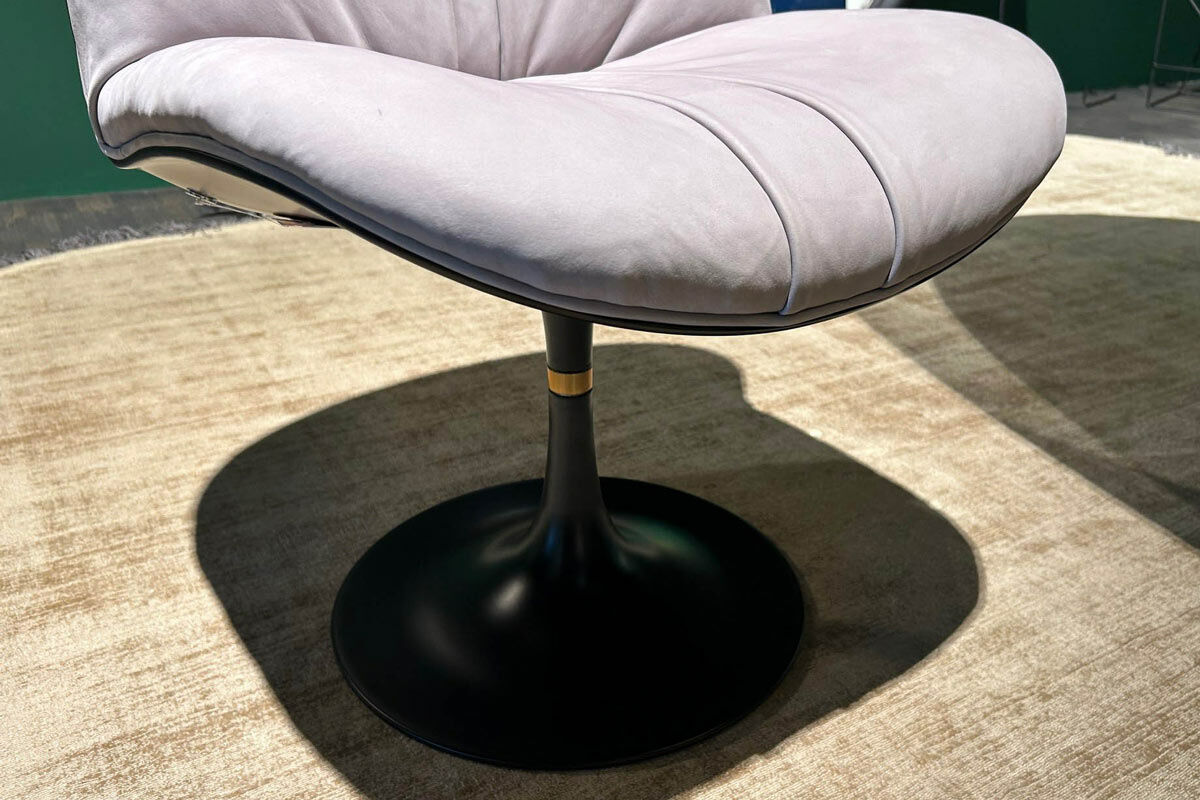 Baxter - Stuhl Marilyn Leder Kashmir lilas Flieder Grau Gestell Metall Schwarz Lackiert - 4