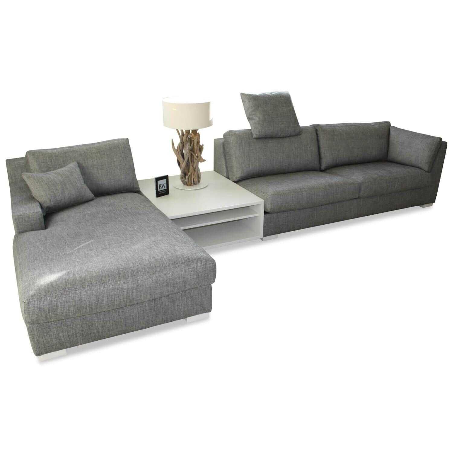 Bielefelder Werkstätten - Sofa BW Inspiration BW-122-3030, BW-122-3020 Stoff Grau mit Tisch BW-122-201 - 1