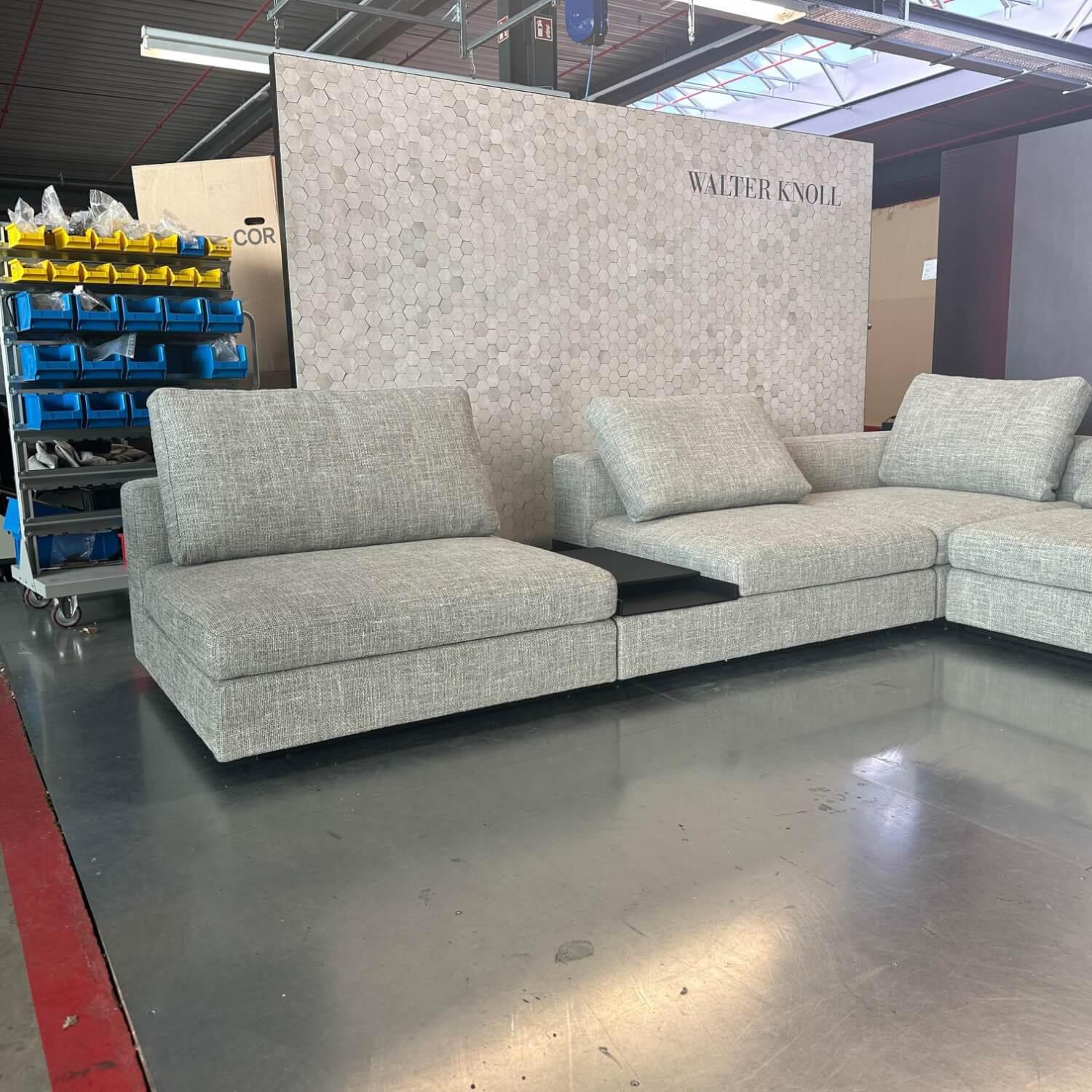 Walter Knoll - Ecksofa Living Landscape 755 Stoff Weave 7755 Shadow Grau Beige Sockel Buche Schwarz Lackiert Mit Kunststoffgleitern - 3