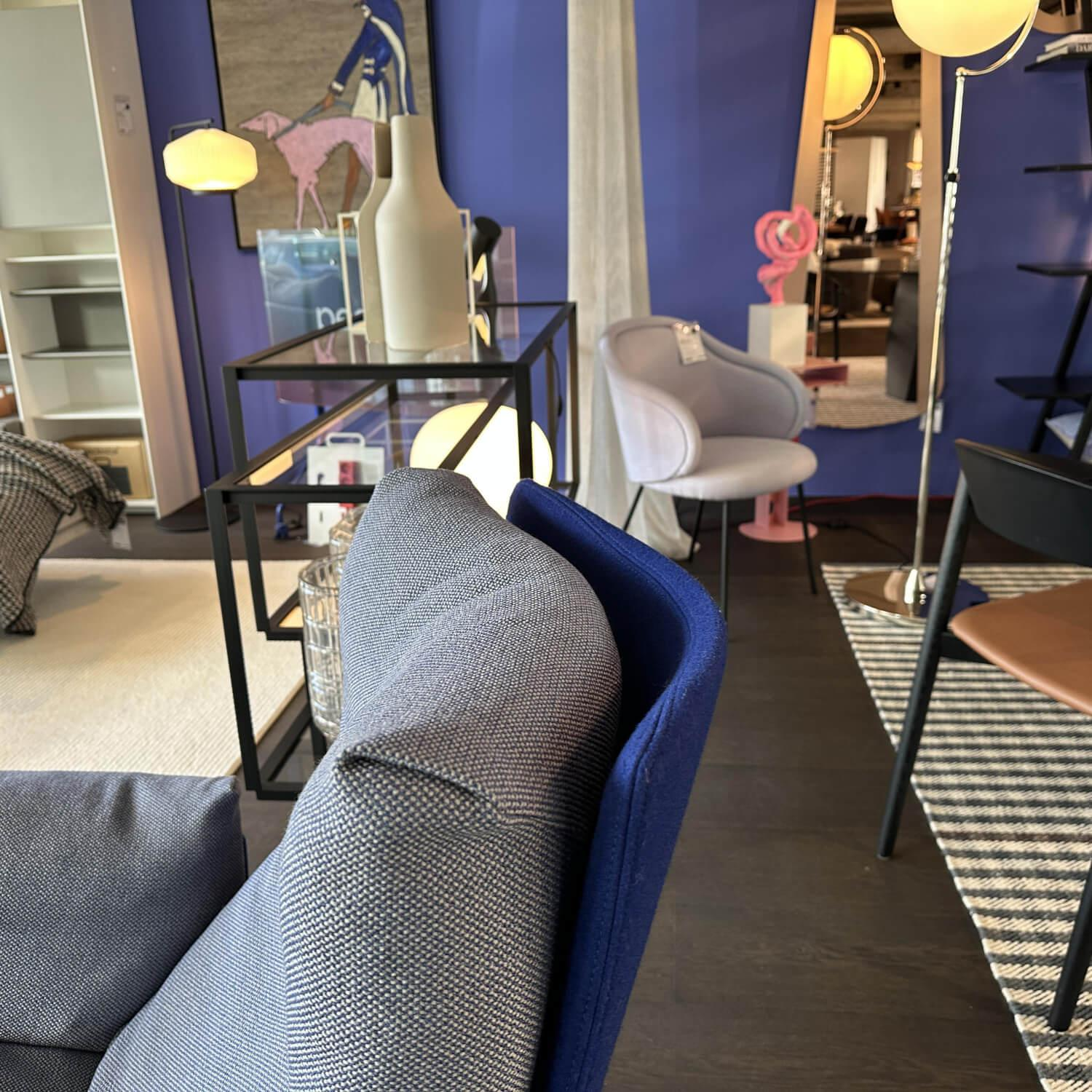 COR - Sessel Cordia Lounge Stoff 10081 Sea Blau Schale Stoff Divina 791 Blau 4-Fuß Gestell Aluminium Poliert Inkl. Hocker - 4