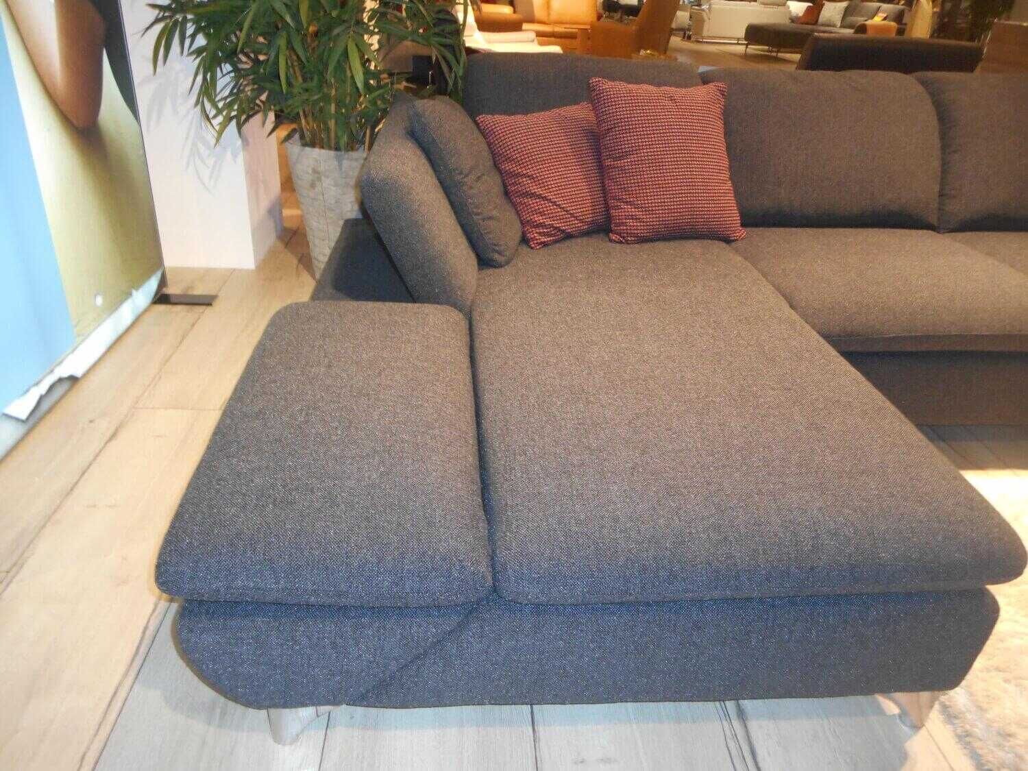 W. Schillig - Ecksofa 15278 Stoff SK50 Schwarz mit Hocker und 2 Kissen - 8