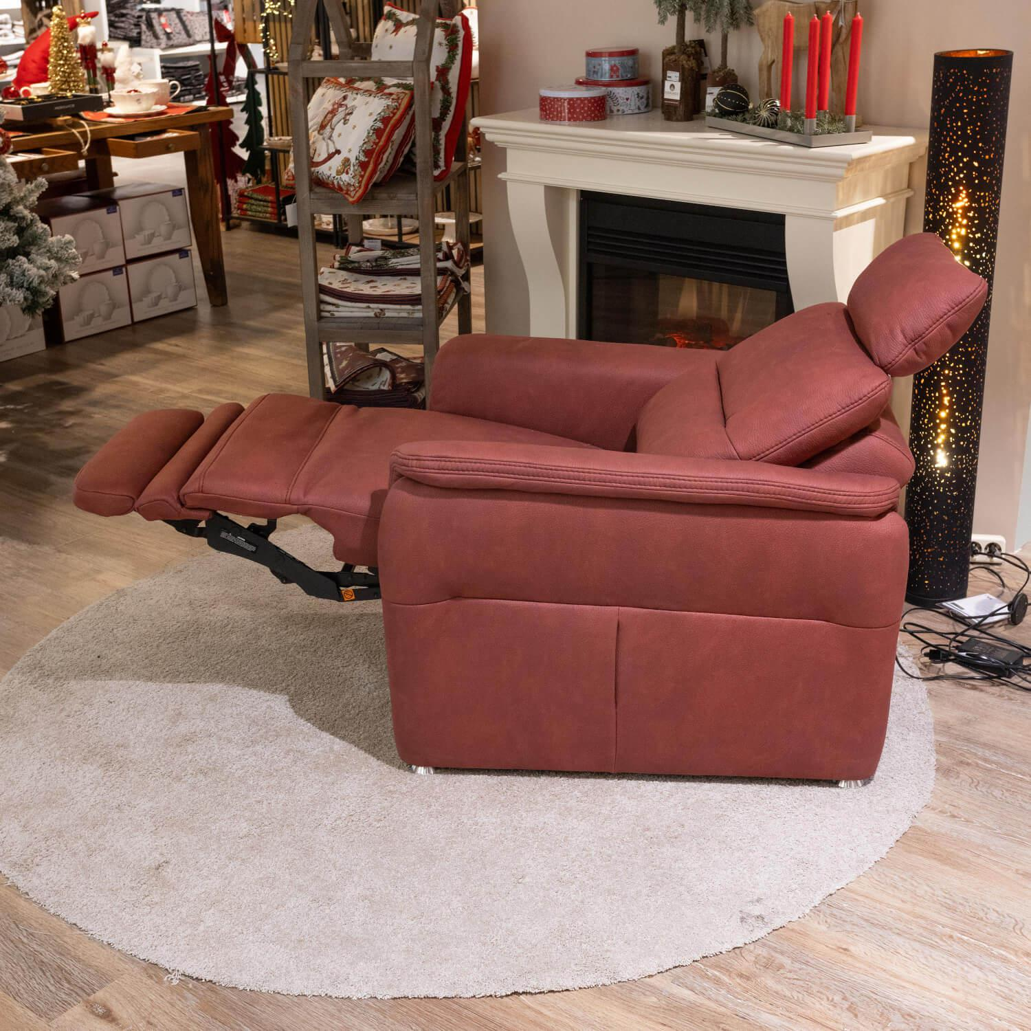 OrthoSedis - Polstergarnitur Stoff Ares Bordeaux Rot Fuß Aluminium Poliert Inklusive Kissen - 10