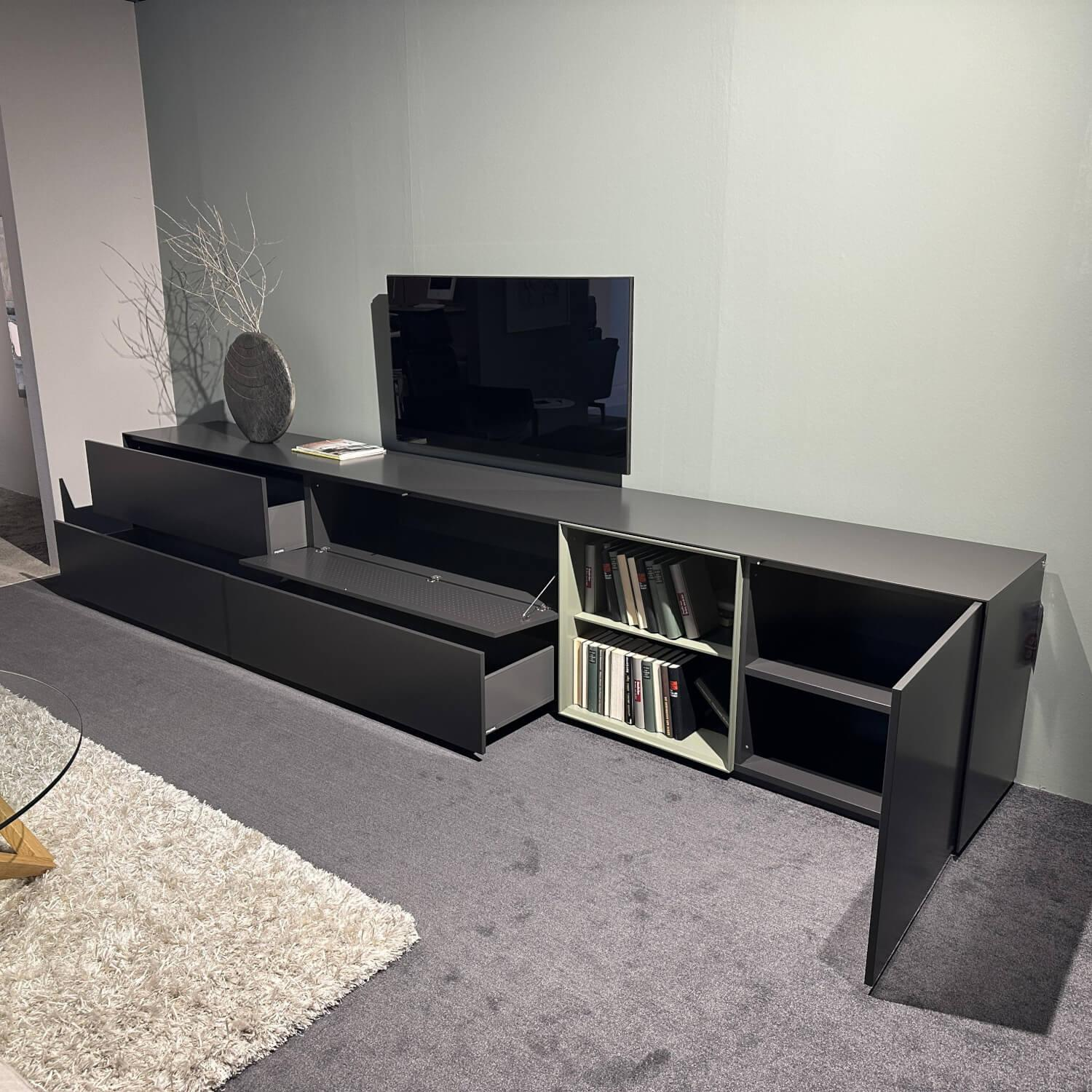 Piure - Sideboard Nex Side Lack Matt P44 Graphit Grau P35 Green Grün Inklusive Akustikfront Und Kabelauslass - 7