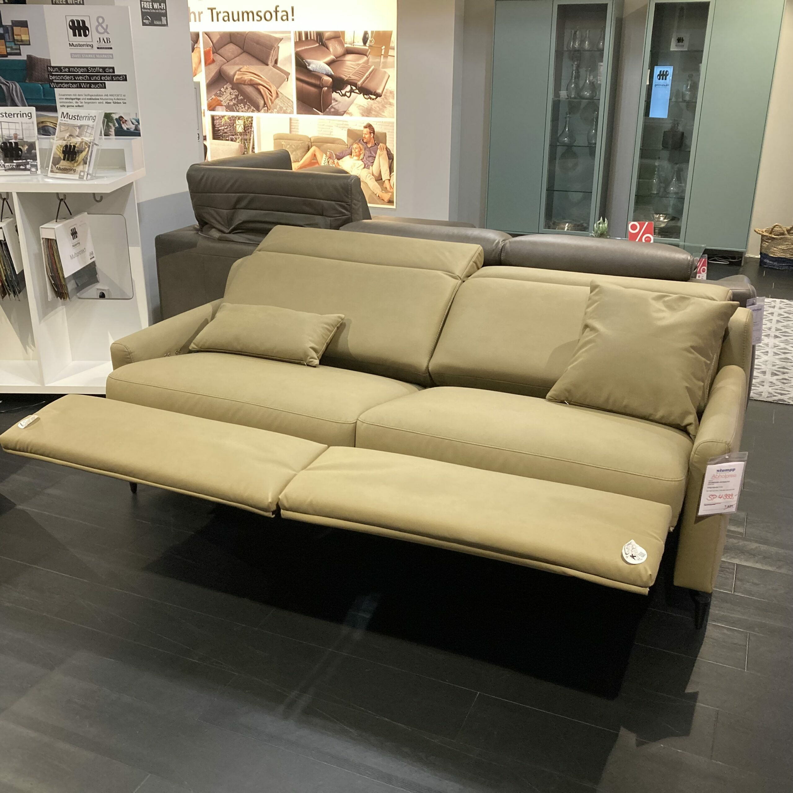Musterring - Garnitur MR9120 Stoff Lario Olive Grün Füße Stahl Schwarz Matt 2 Sofas - 7
