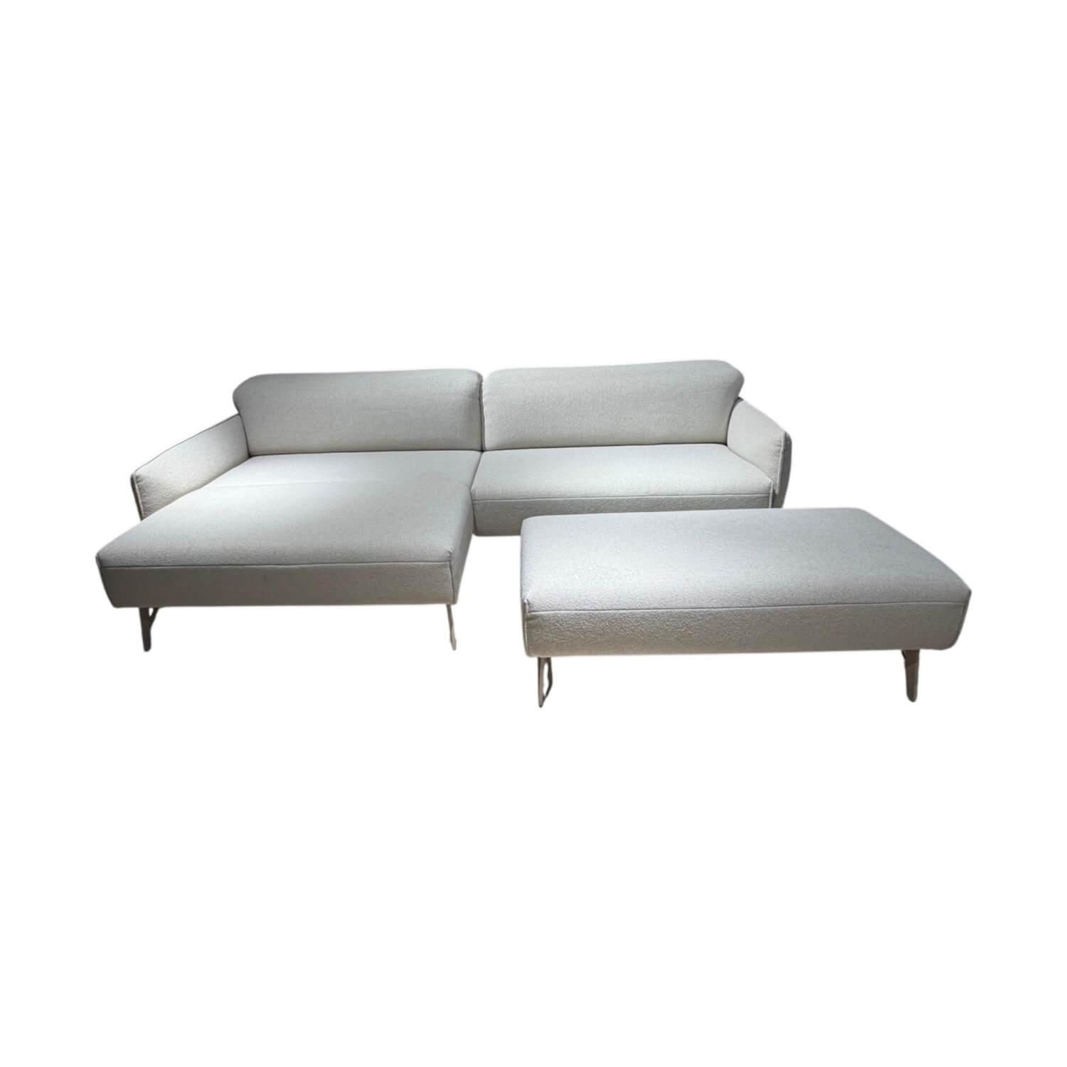 himolla - Ecksofa Tangram 9660 Stoff 08 Nomi Linen Beige Gestell Metall Beige Inklusive Hocker Und Verstellung - 1