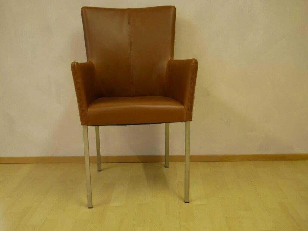 Sit Mobilia - 4er-Set Salma-2 Leder Bonanza TAN 84 Braun Füße Edelstahl Gebürstet - 2