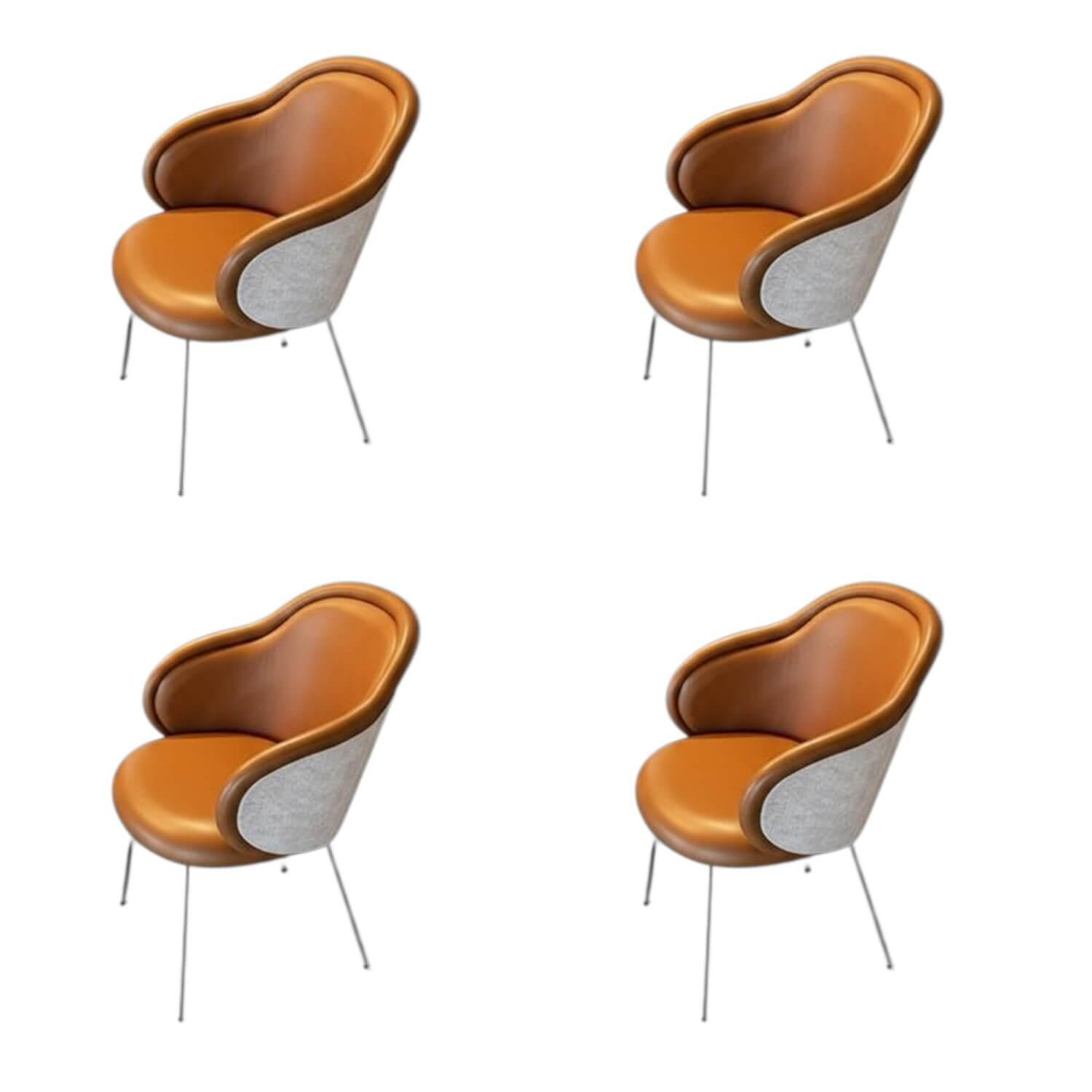 Freifrau - 4er Set Stuhl Ona Sitz Leder Opium Whisky 80024 Braun Rücken Stoff Smart Dune Beige Grau Stahlgestell Tiefschwarz Schwarz - 1