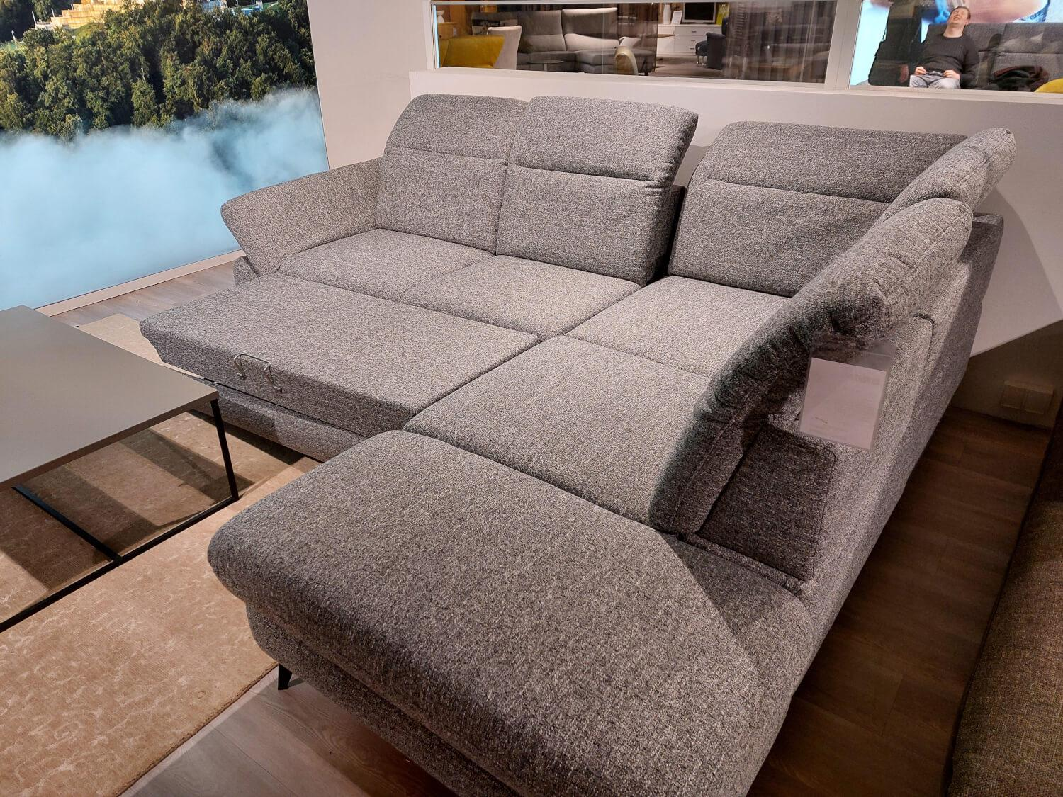 Global - Ecksofa Alegria Stoff Oasis 65 Grey Grau Metallfuß Schwarz Mit Sitztiefen Und Kopfteilverstellung - 7