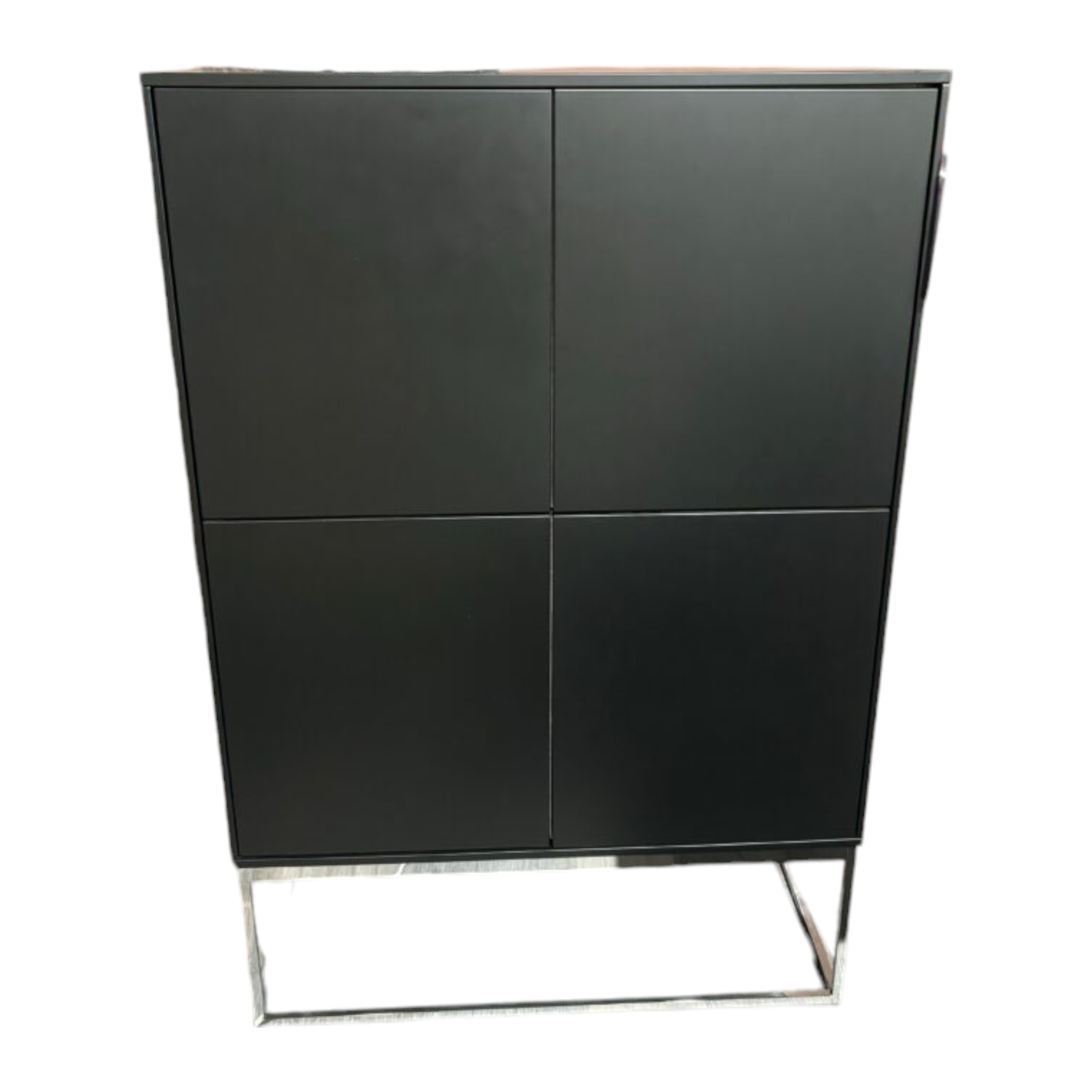 Musterring - Highboard Kara Frame Lack Schwarz Gestell Chrom Glänzend  - 1