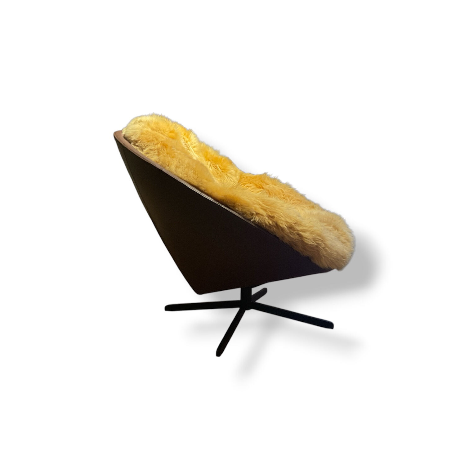 De Sede - Sessel Coco Innen Schaffell 106 Nomade Beige Außen Leder Living Café Braun Drehgestell Metall Schwarz - 4