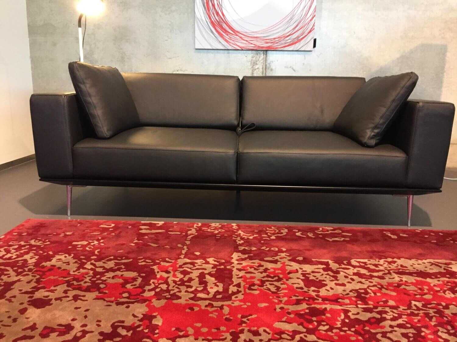Franz Fertig - Schlafsofa Milan Nappaleder S Schwarz mit Verstellfunktionen und 2 Kissen - 7