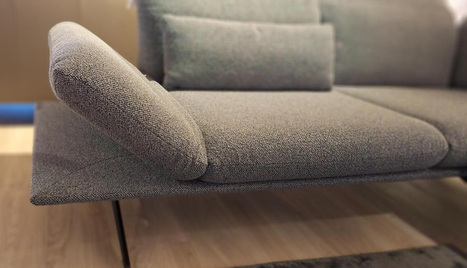 Koinor - Corner Sofa Calmo Fabric 13 Cosmo 97 Gray Metal Skids Powder Coated Black Matt With Manual Headrest Adjustment And Motorized Footrest Including 2 Cushions Without Decorative Cushions - 8