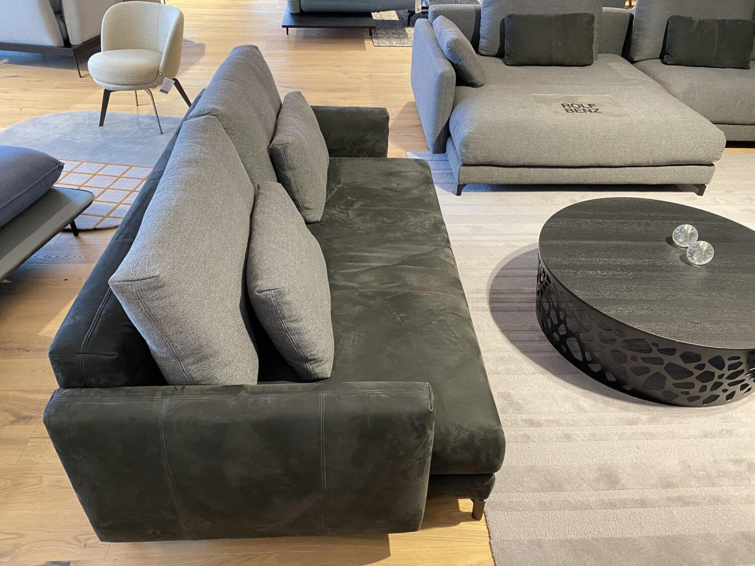 Rolf Benz - Sofabank Nuvola Bezug Leder 42.400 Anthrazitgrau Aluminiumgussfuß Verkehrsschwarz - 4