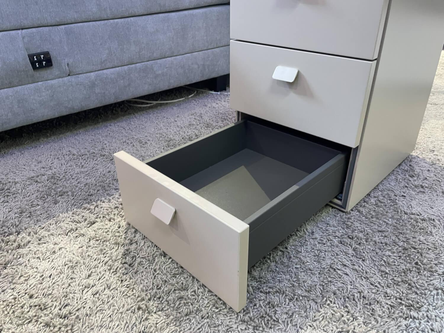 Hülsta - Multi Kommode R Lack Sahara Grau Abdeckplatte Glas Sahara Griff 057 Mit 3 Schubkästen - 7