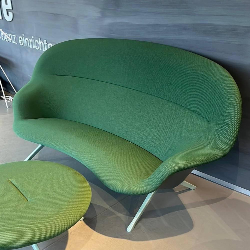 Vitra - Sofa Abalon Plattform Stoff Drop Sitz Grün 961 Rücken Dunkelgrün 971 Füße Mint Grün Pulverbeschichtet Inklusive Hocker - 6