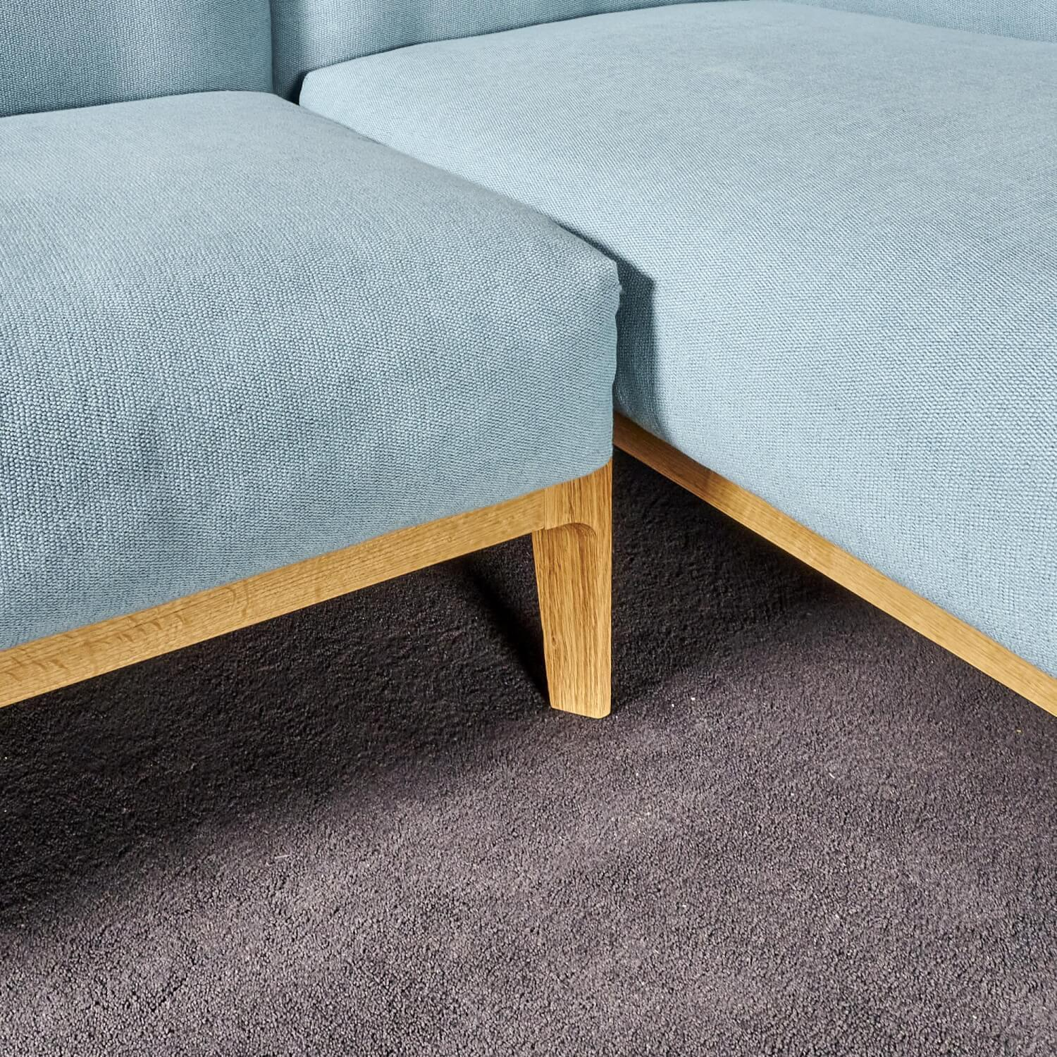 COR - Ecksofa Elm Stoff 9125 Hellblau Gestell Eiche Massiv Natur Geölt - 12